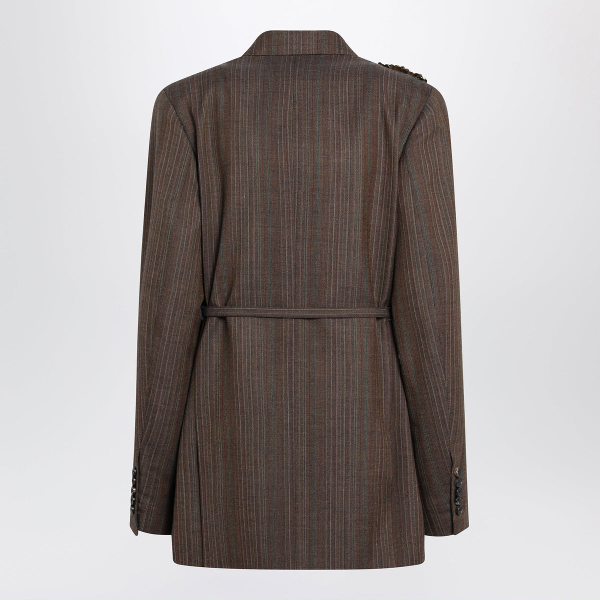 Dries Van Noten Brown Pinstripe Jacket With Sequin Embroidery Women DRIES VAN NOTEN
