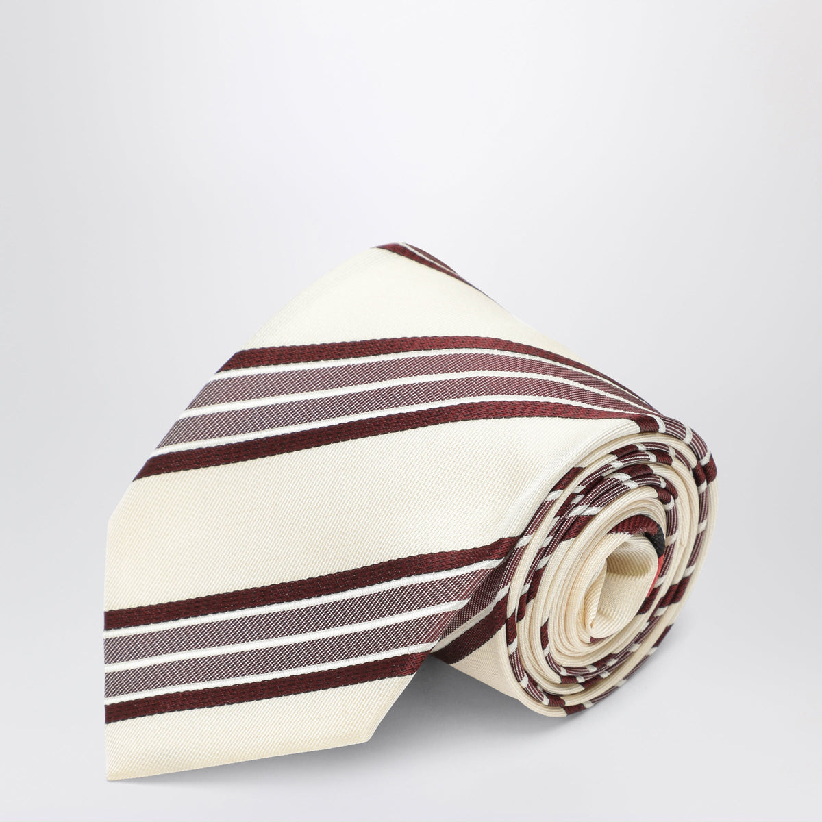 Dries Van Noten Ecru Striped Silk Tie Women DRIES VAN NOTEN