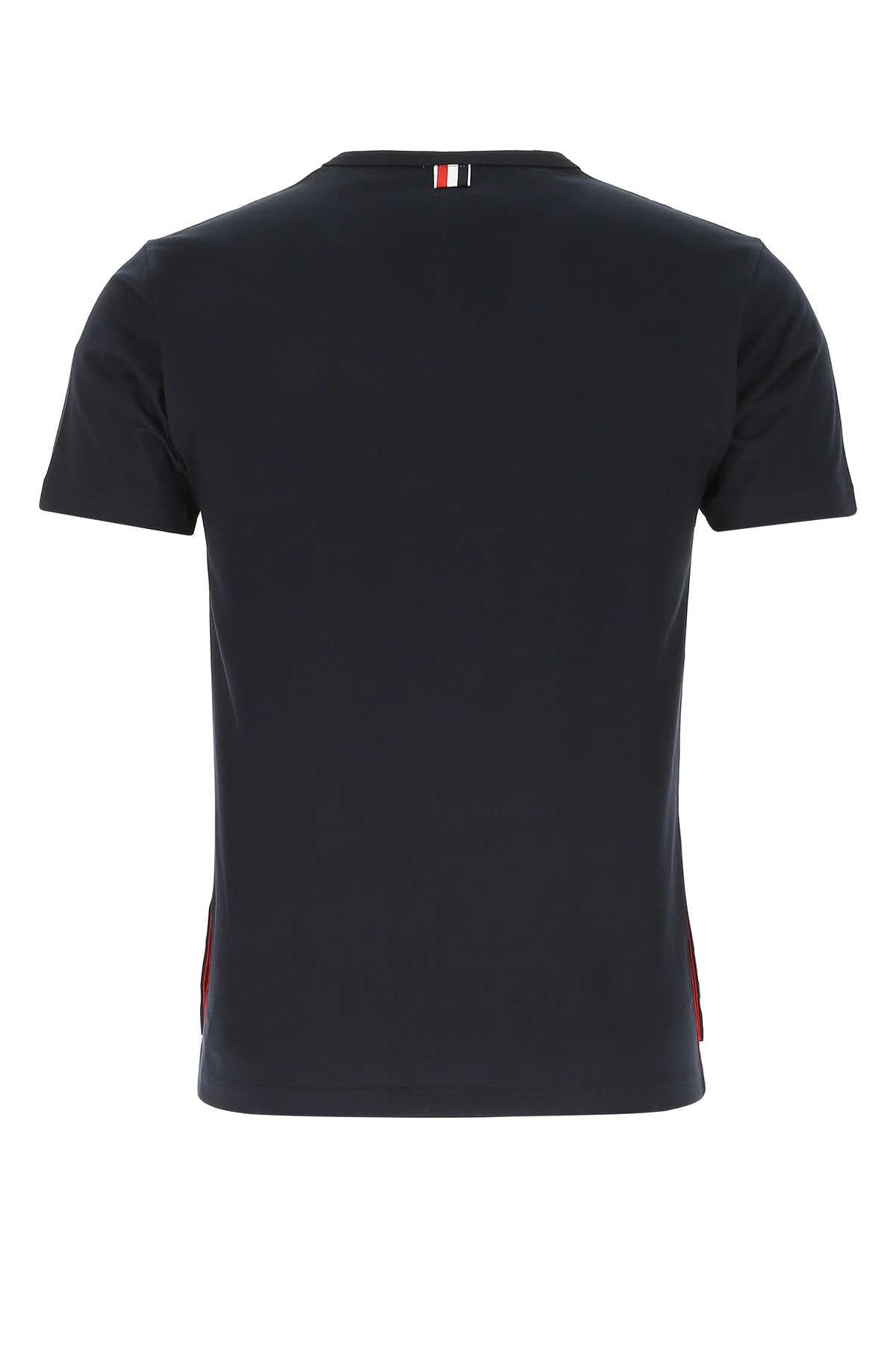 Thom Browne Men Midnight Blue Cotton T-Shirt THOM BROWNE