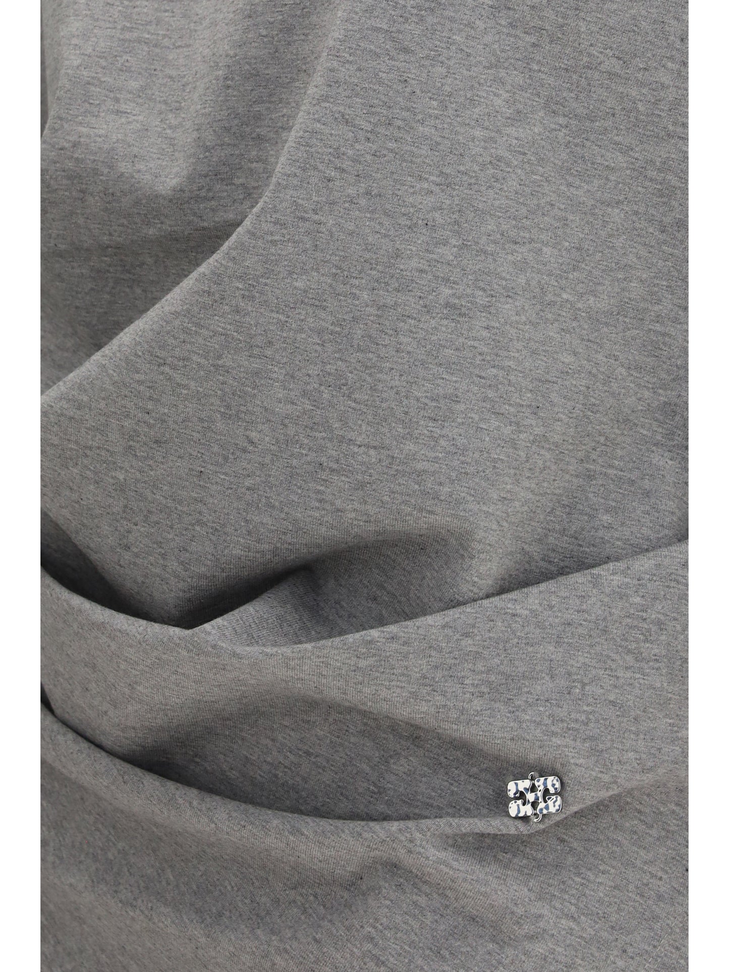 Ganni Women Asymmetric Draped Stretch Cotton Top GANNI