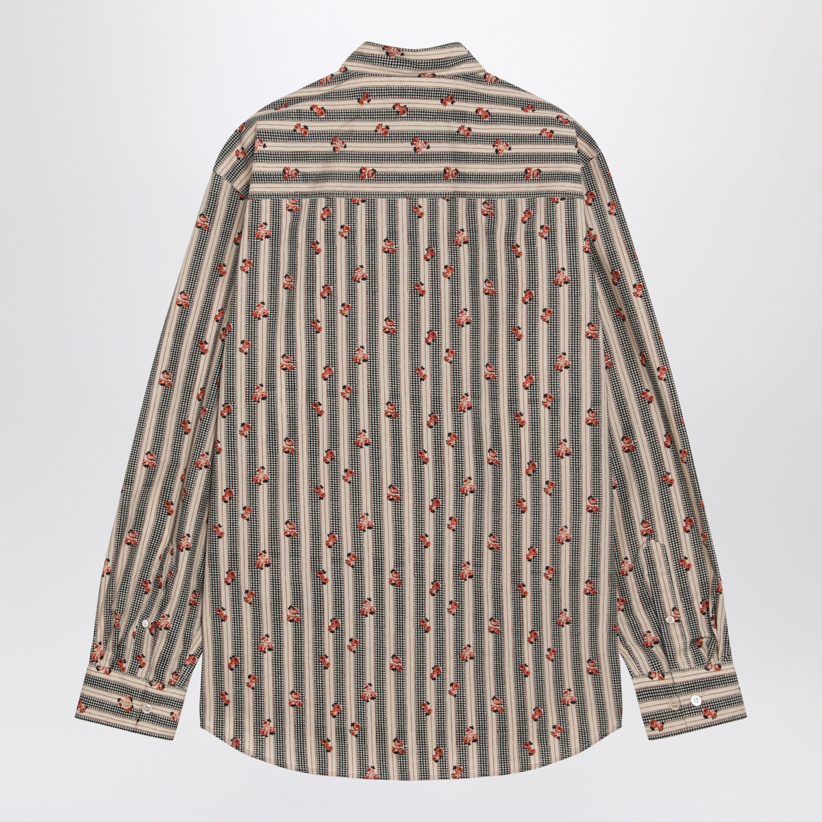 Dries Van Noten Beige Striped Cotton Shirt With Floral Print Men DRIES VAN NOTEN