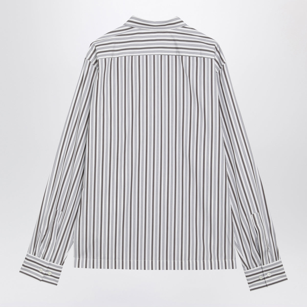 Dries Van Noten White Striped Cotton Shirt With Zip Men DRIES VAN NOTEN