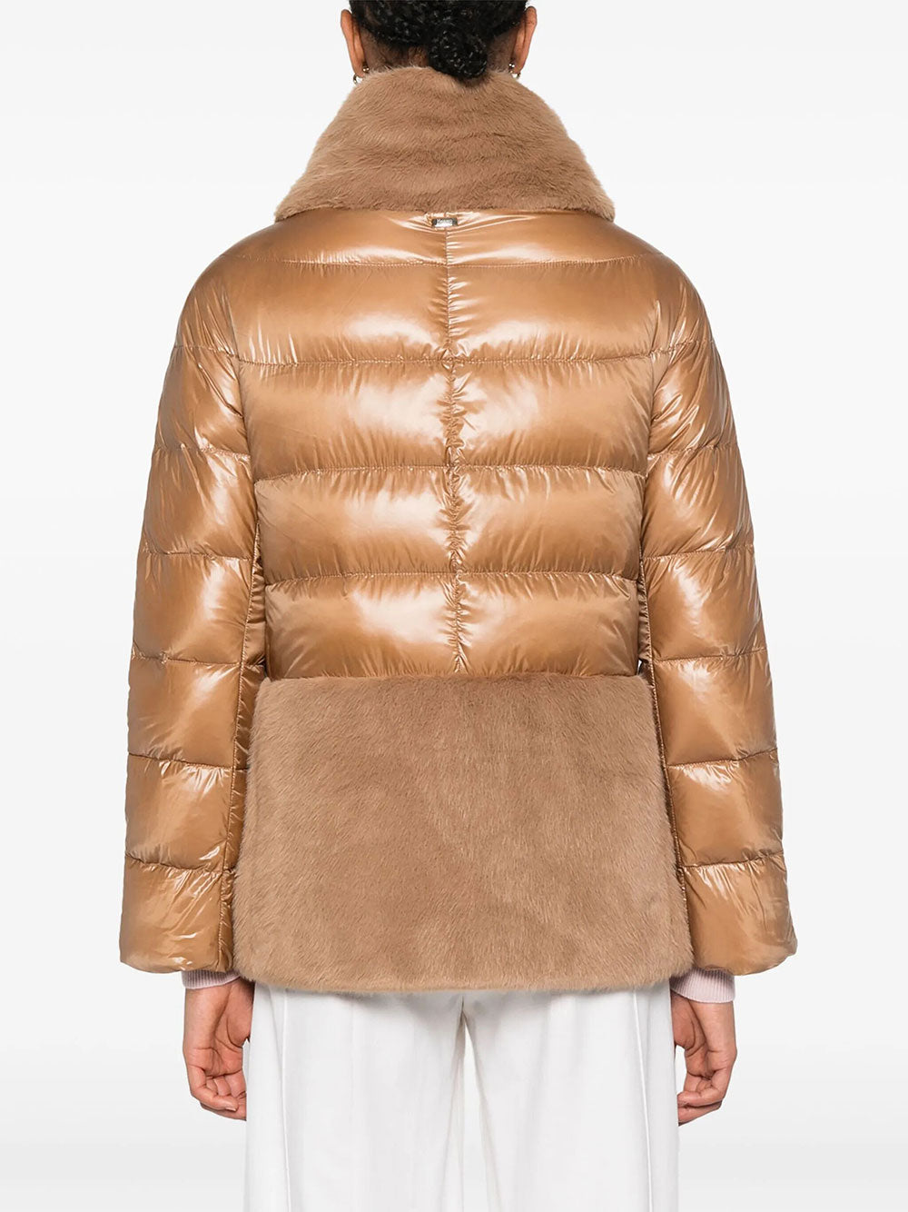 Herno Women Ultralight Nylon And Lady Alternative Fur Cape HERNO