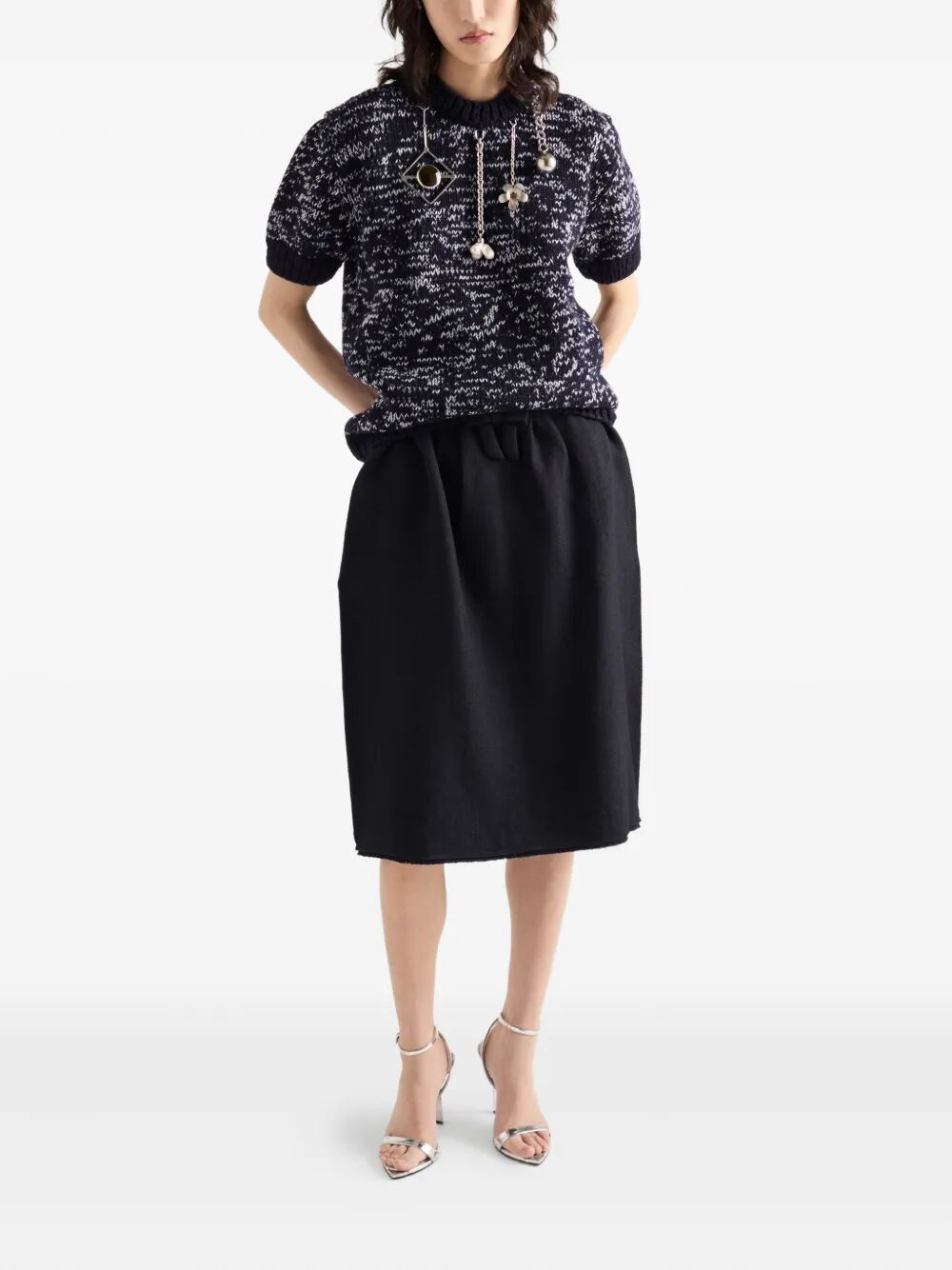 Prada Women Chevron Wool Midi Skirt PRADA