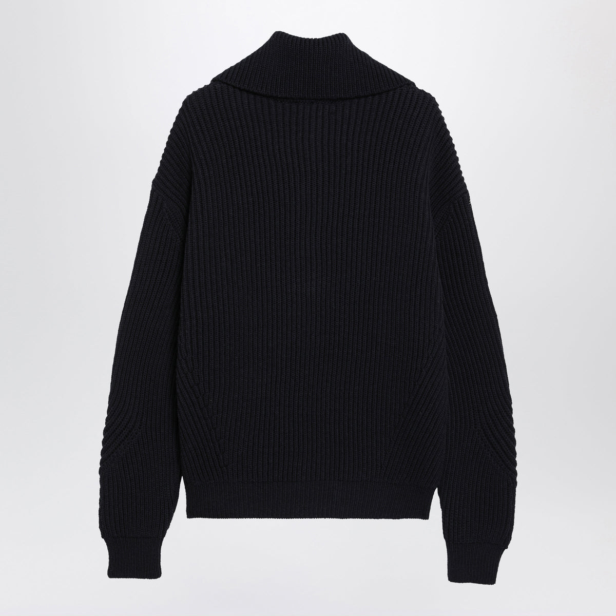 Dries Van Noten Navy Blue Ribbed Sweater In Wool Men DRIES VAN NOTEN