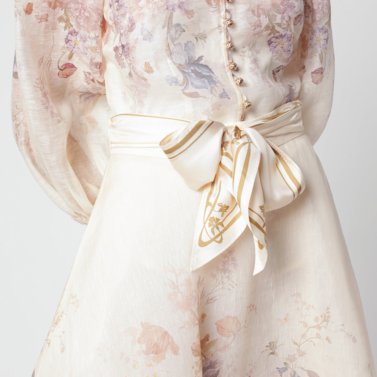 Zimmermann Ascent Cream Linen And Silk Flared Midi Skirt Women ZIMMERMANN
