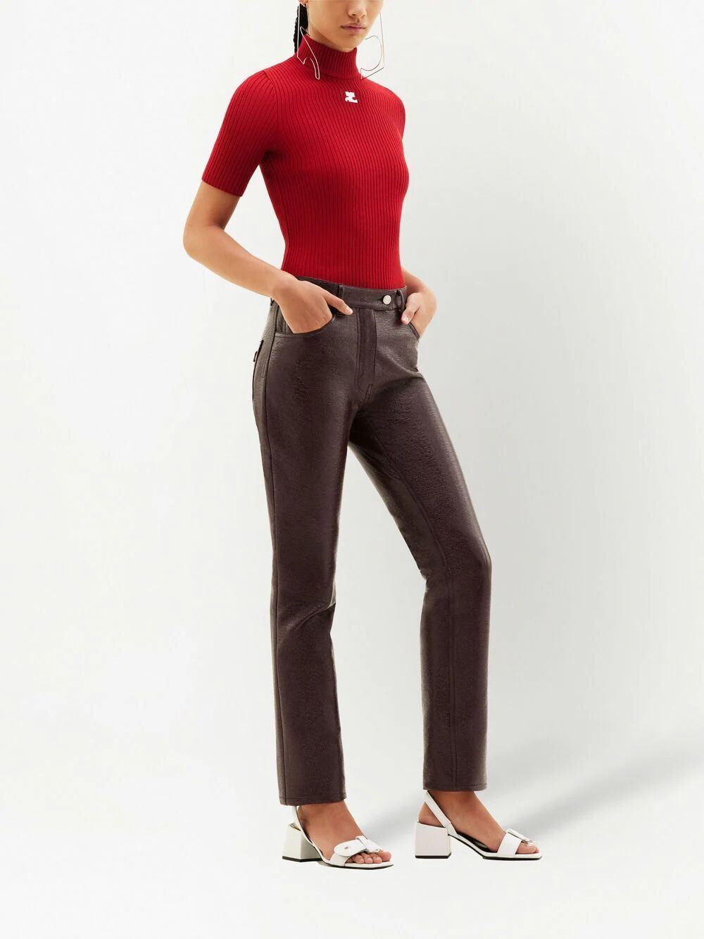 Courreges Women Reedition Short Sleeves Ribbed Knitted Sweater COURREGES
