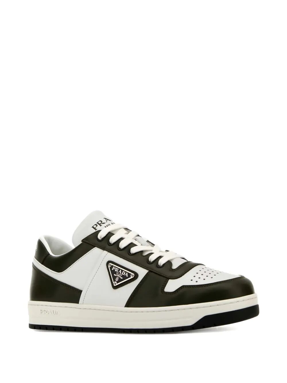 Prada Men Downtown Two-Tone Leather Sneakers PRADA