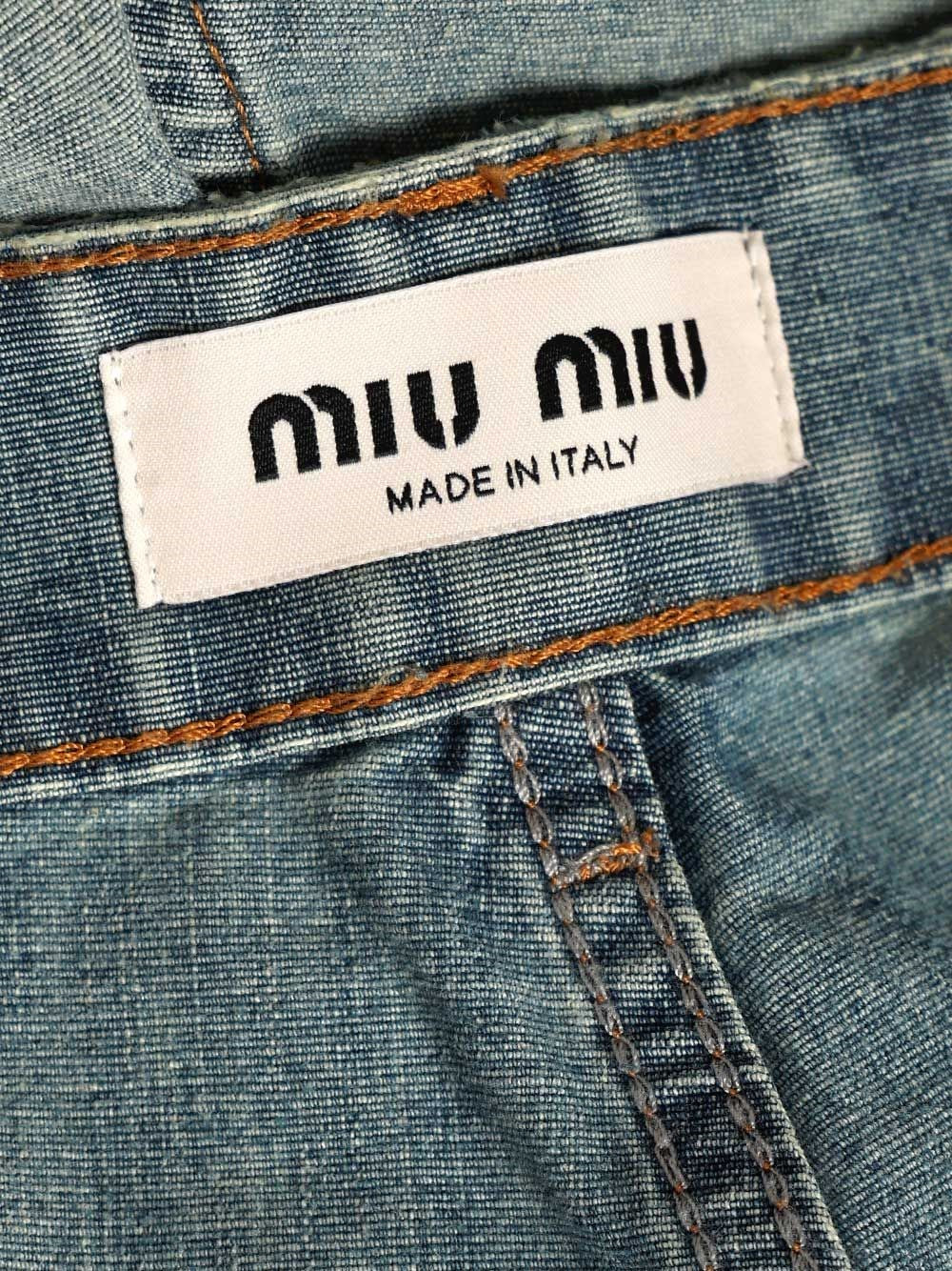 Miu Miu Women Chambray Denim Trousers MIU MIU