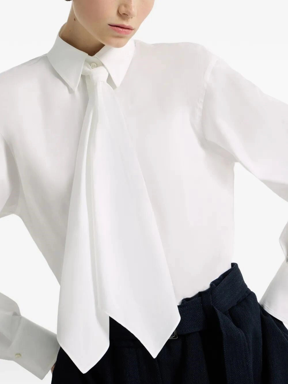 Brunello Cucinelli Women Shirt With Tie And Monili