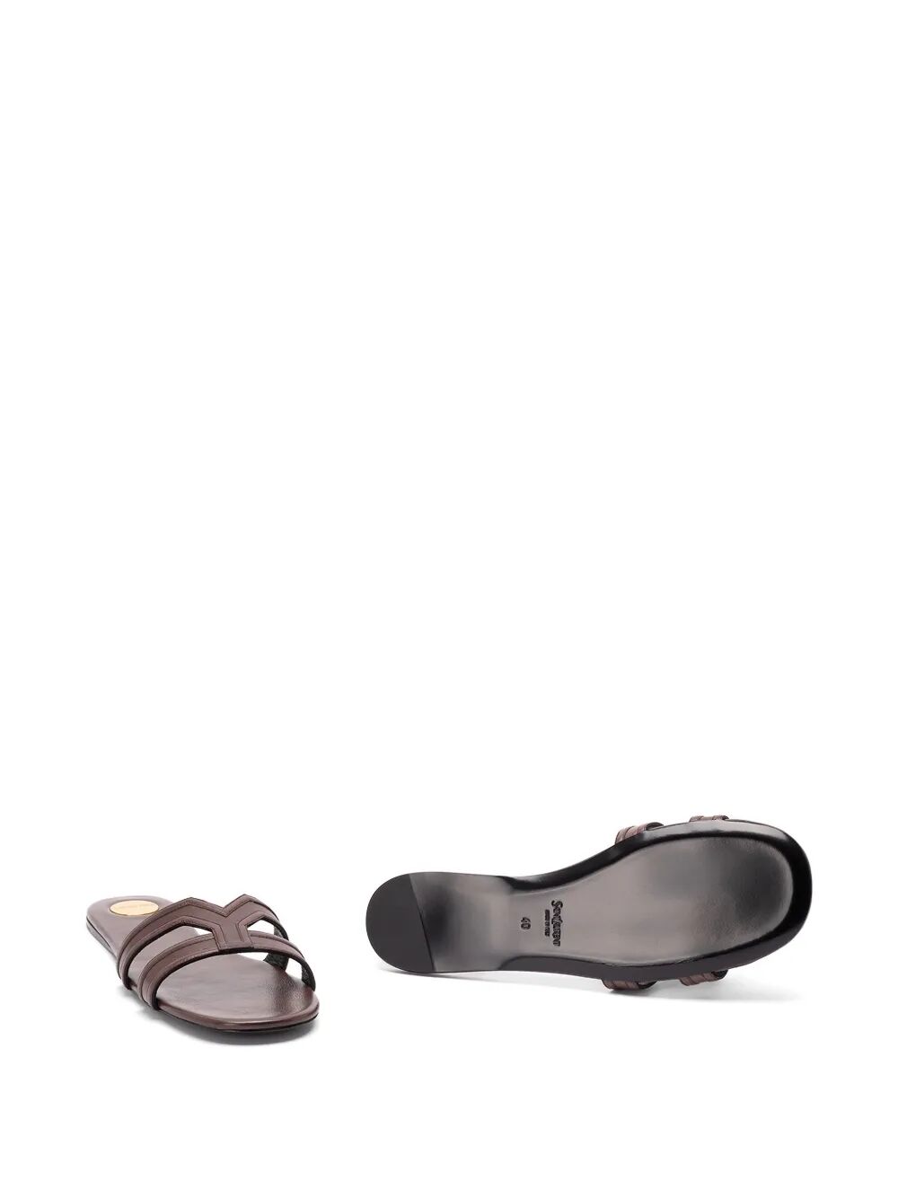 Saint Laurent Women Mabrouka Smooth Leather Slides SAINT LAURENT