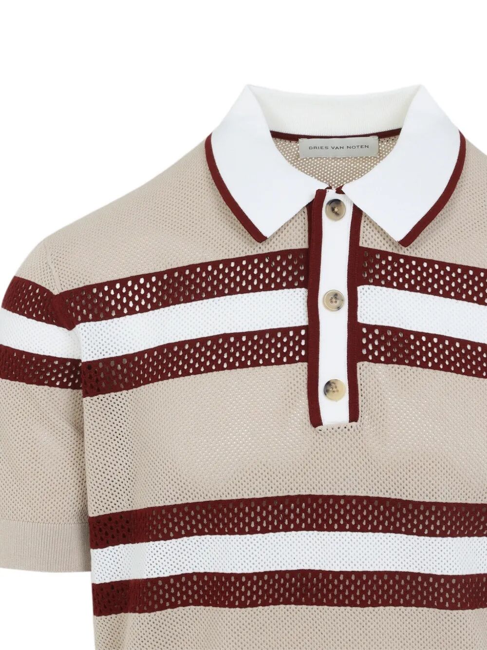 Dries Van Noten Men Mercy Viscose Mesh Tricolor Striped Polo Shirt DRIES VAN NOTEN