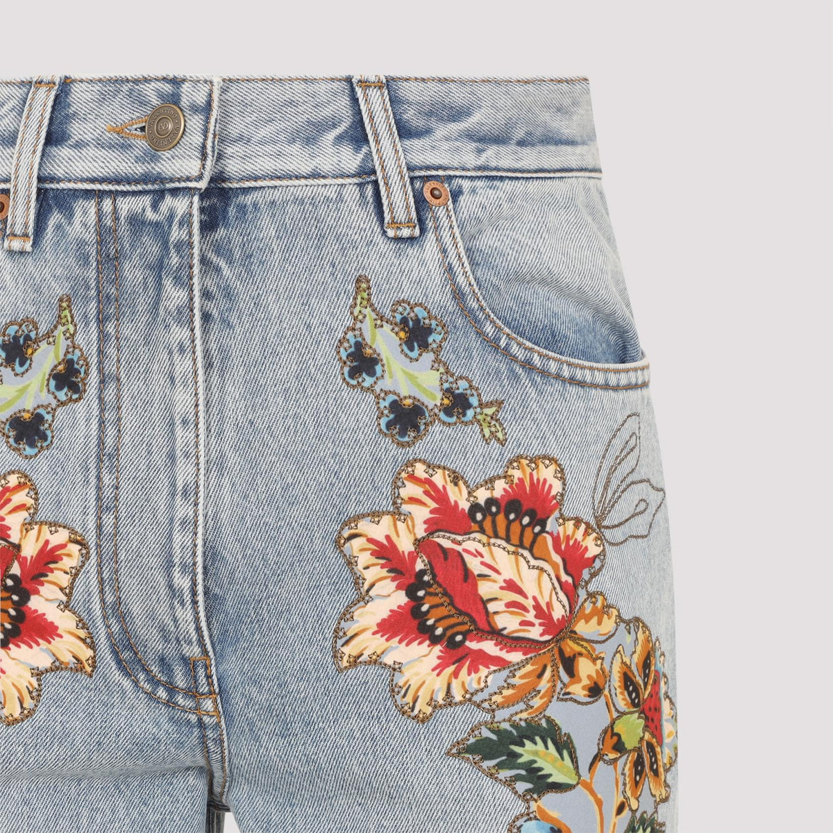 Valentino Denim 5 Pockets Embroidered Flowers Jeans Women VALENTINO