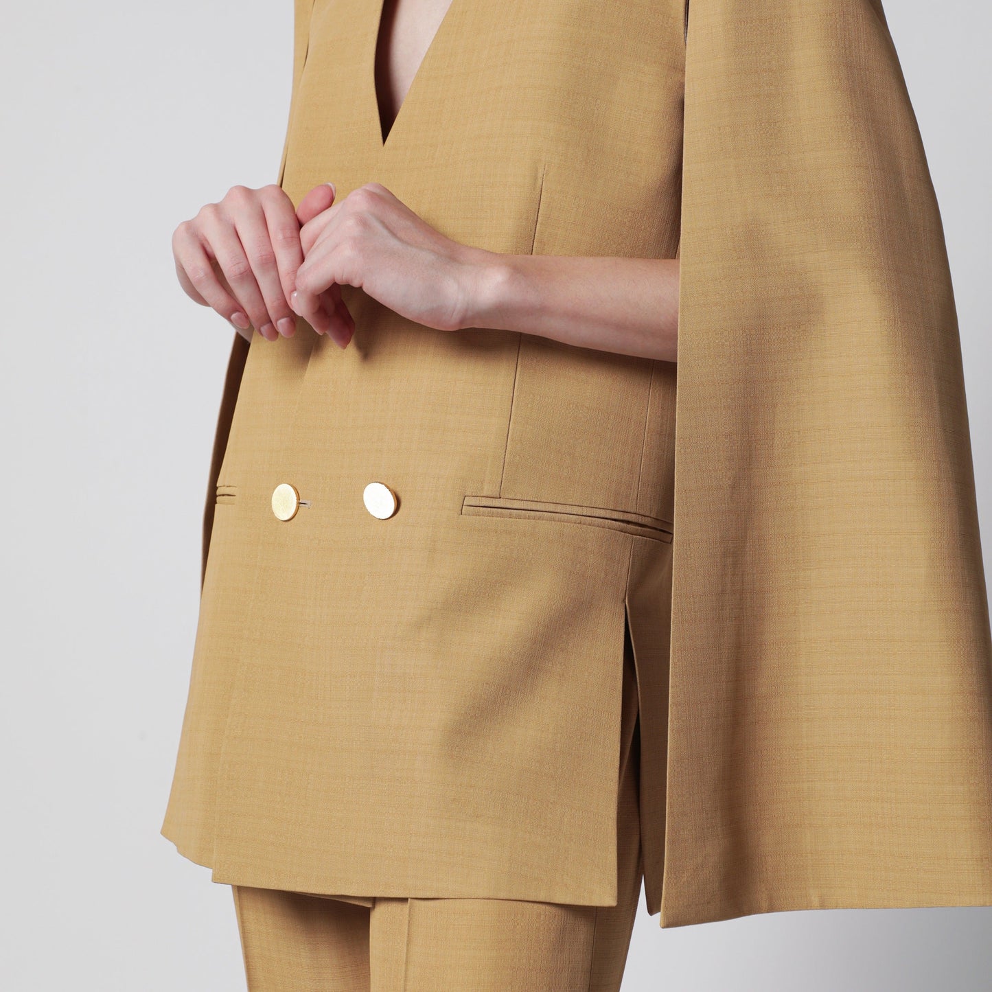 Alberta Ferretti Beige Ochre Double-Breasted Silk Jacket Women ALBERTA FERRETTI