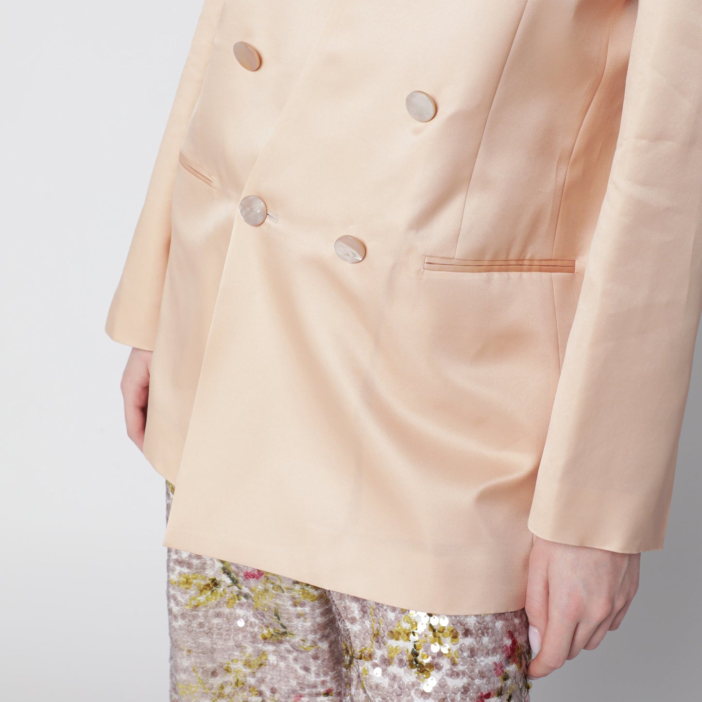 Alberta Ferretti Beige Double-Breasted Jacket In Silk Organza Women ALBERTA FERRETTI