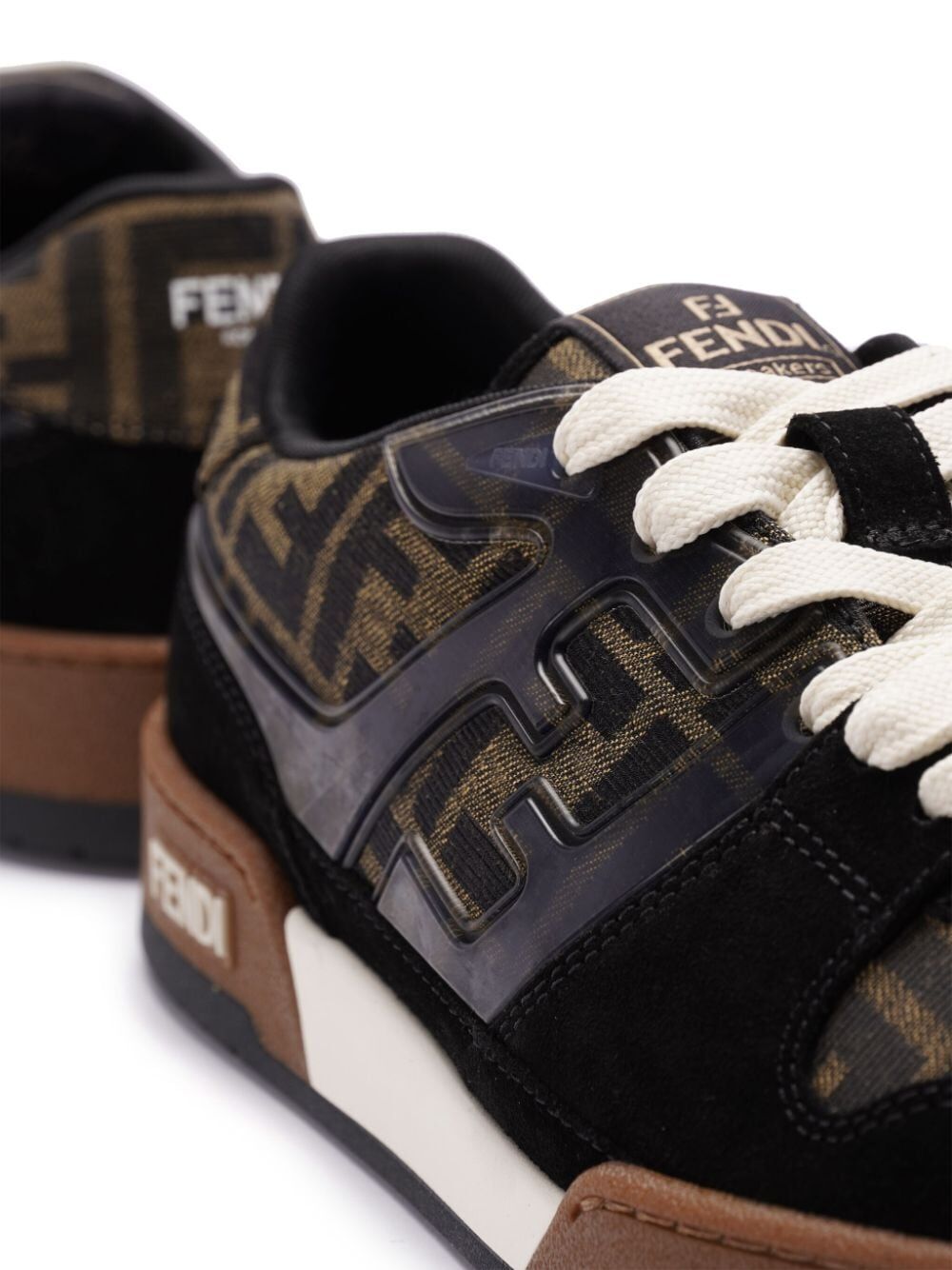 Fendi Men Ff Jacquard And Suede Fendi Match Sneakers FENDI
