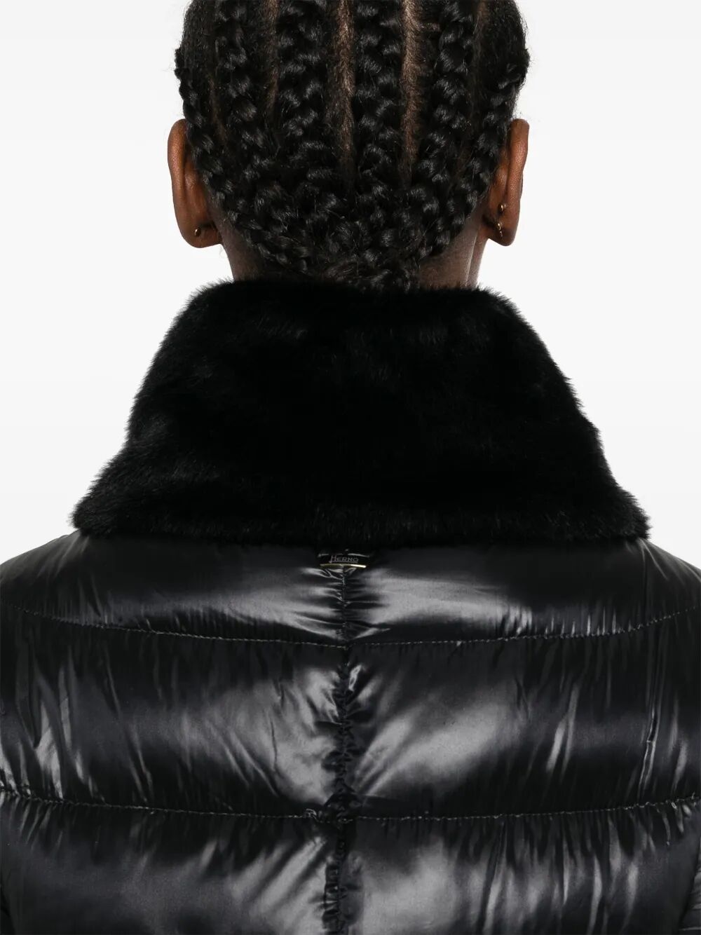 Herno Women Ultralight Nylon And Lady Alternative Fur Cape HERNO
