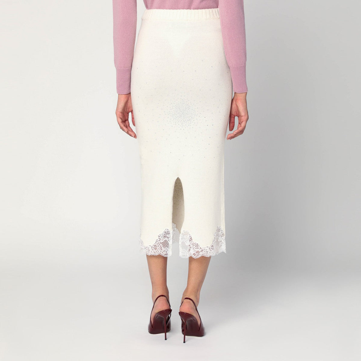 Giuseppe Di Morabito Gonna White Tube With Lace And Rhinestones Women GIUSEPPE DI MORABITO