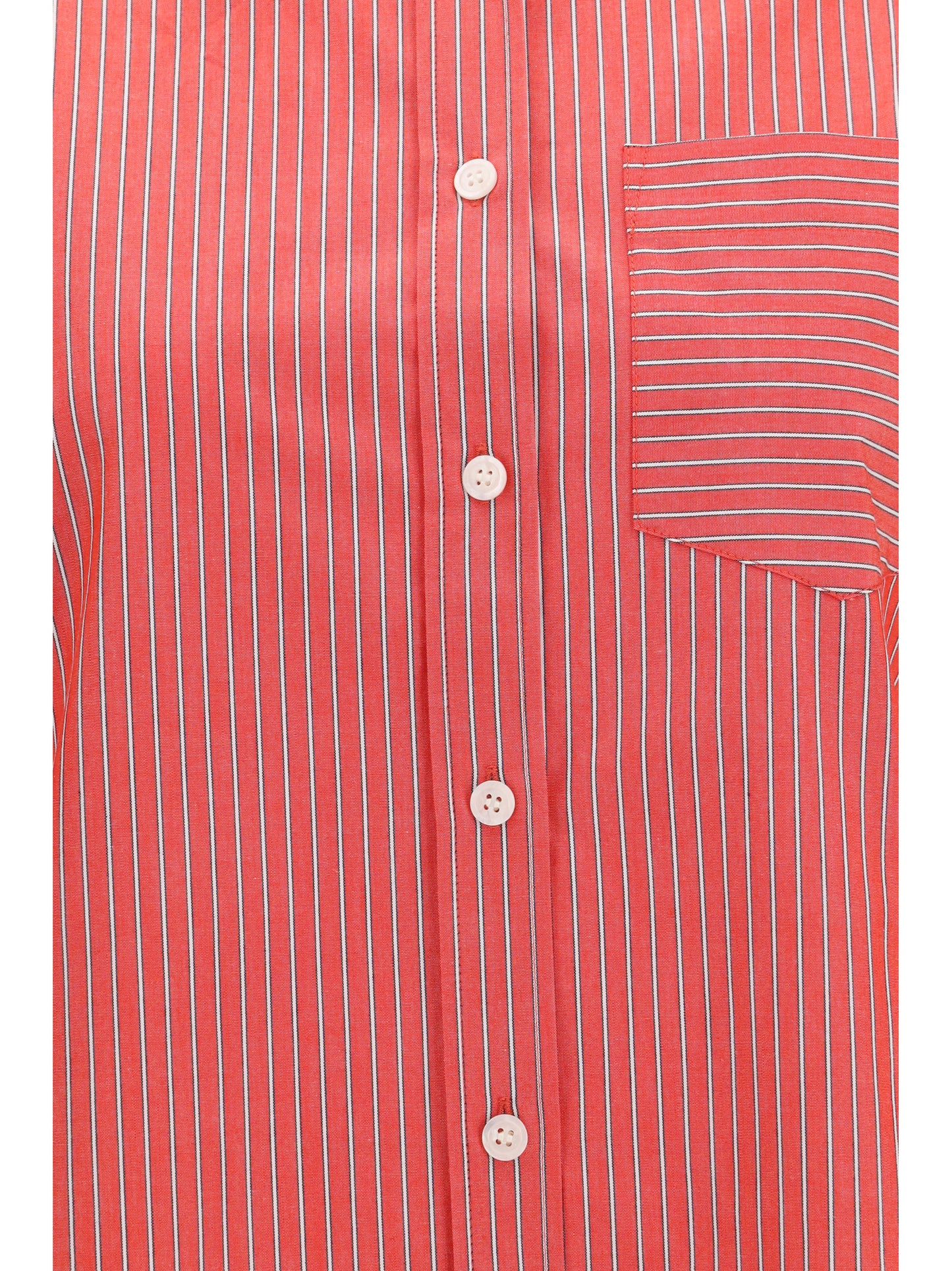 Ganni Women Striped Cotton Shirt With Balloon Sleeves GANNI