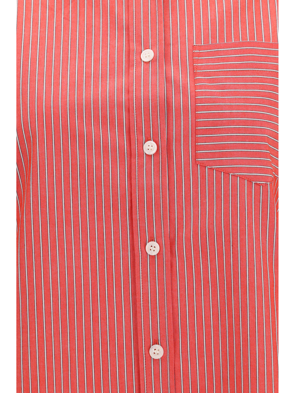 Ganni Women Striped Cotton Shirt With Balloon Sleeves GANNI
