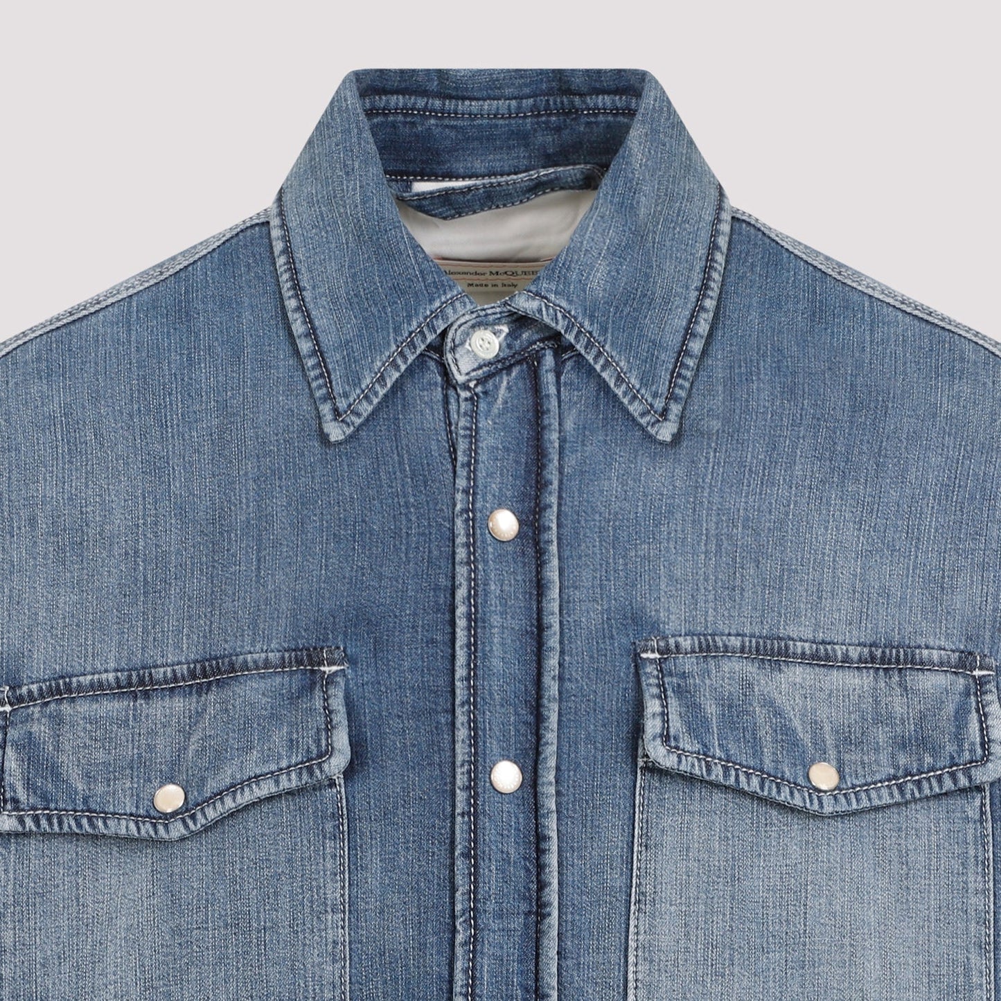 Alexander Mcqueen Quilted Denim Shirt Men ALEXANDER MCQUEEN