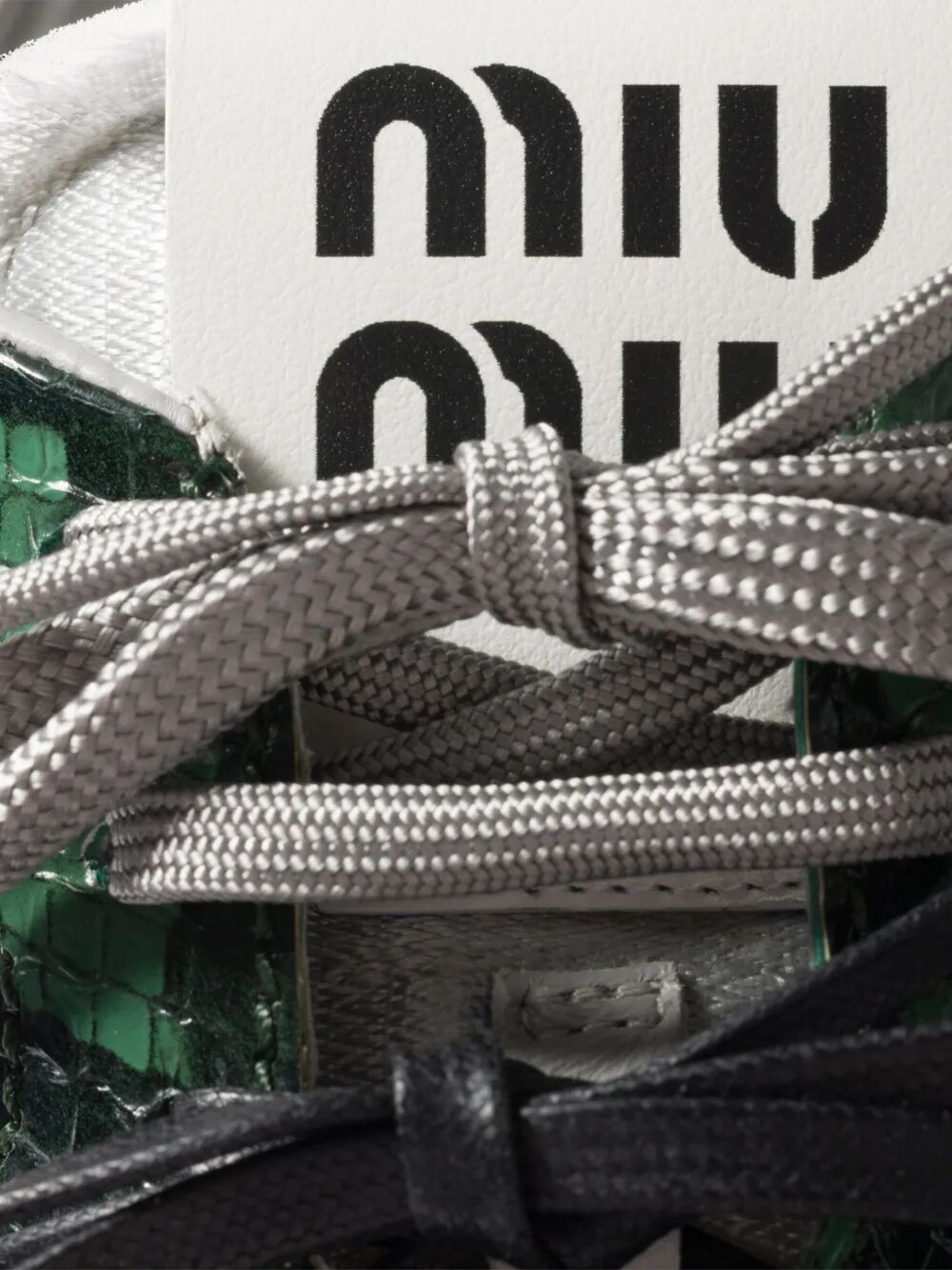 Miu Miu Women Gymnasium Technical Fabric And Python-Print Ayers Leather Sneakers MIU MIU