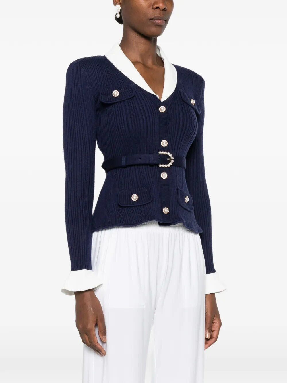 Self-Portrait Women Ribbed Cardigan SELF-PORTRAIT