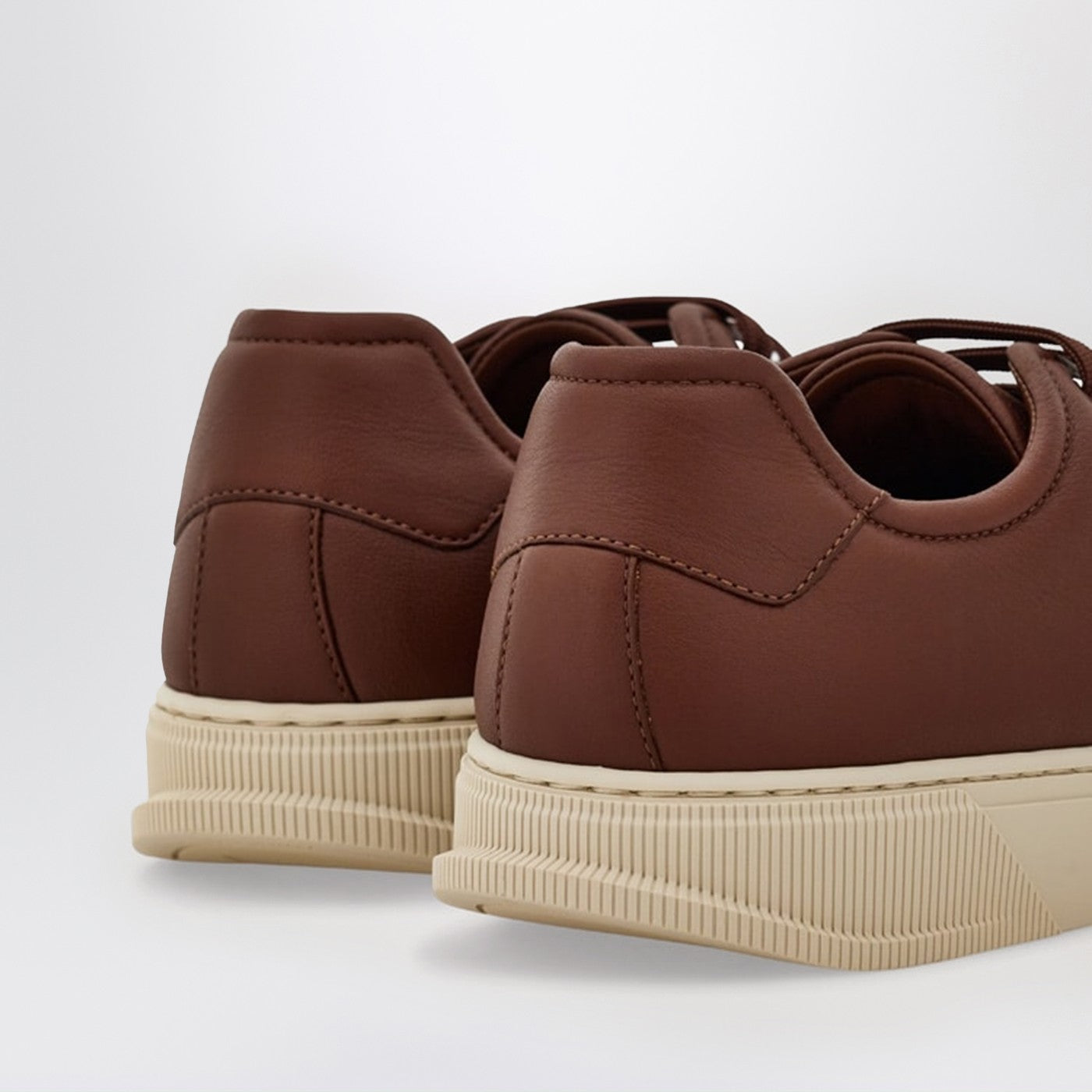 Ferragamo Brown Leather Sneakers Men FERRAGAMO