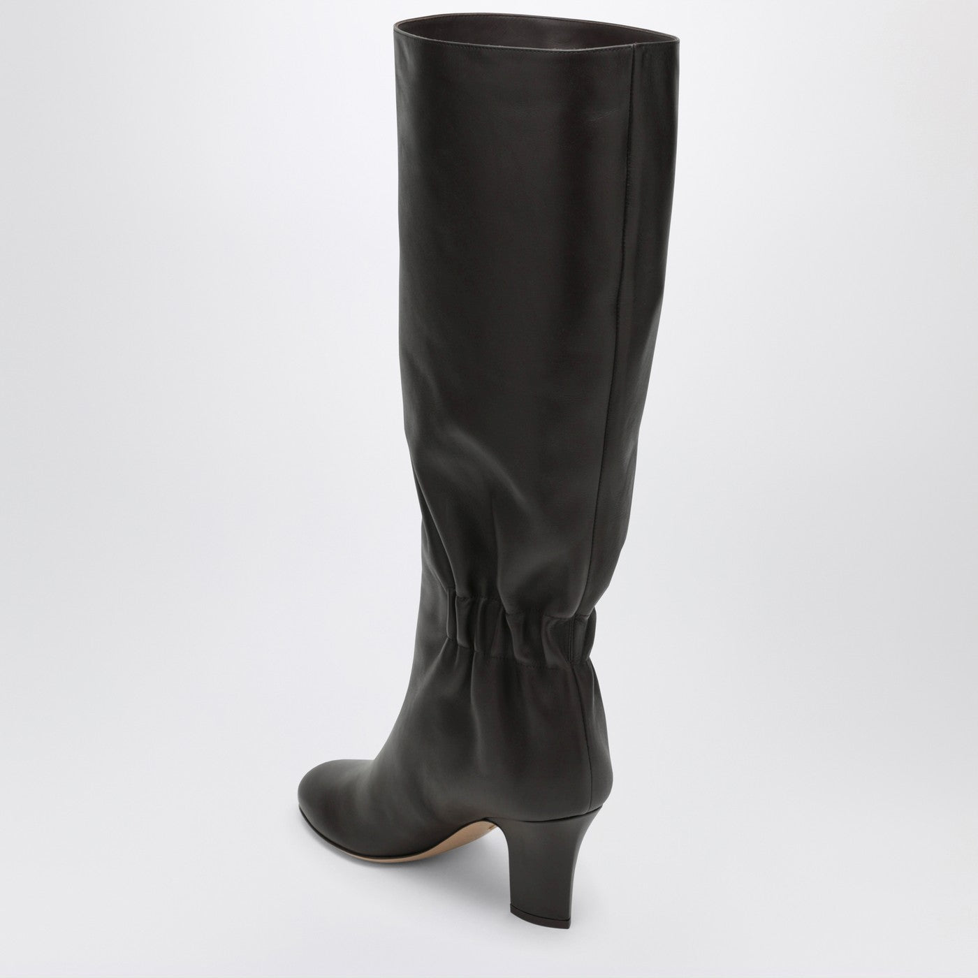 Ferragamo Ruched Boots In Dark Brown Leather Women FERRAGAMO
