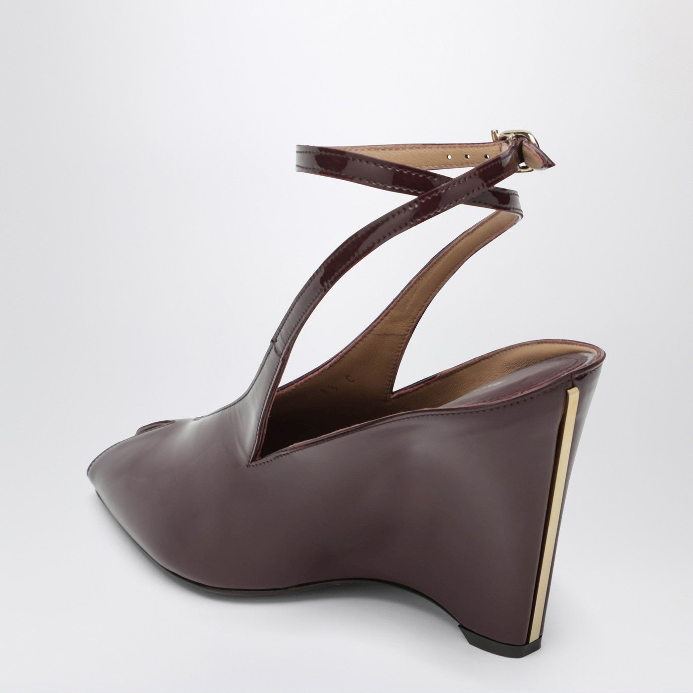 Ferragamo Peep Toe Wedge Sandals In Bordeaux Women FERRAGAMO