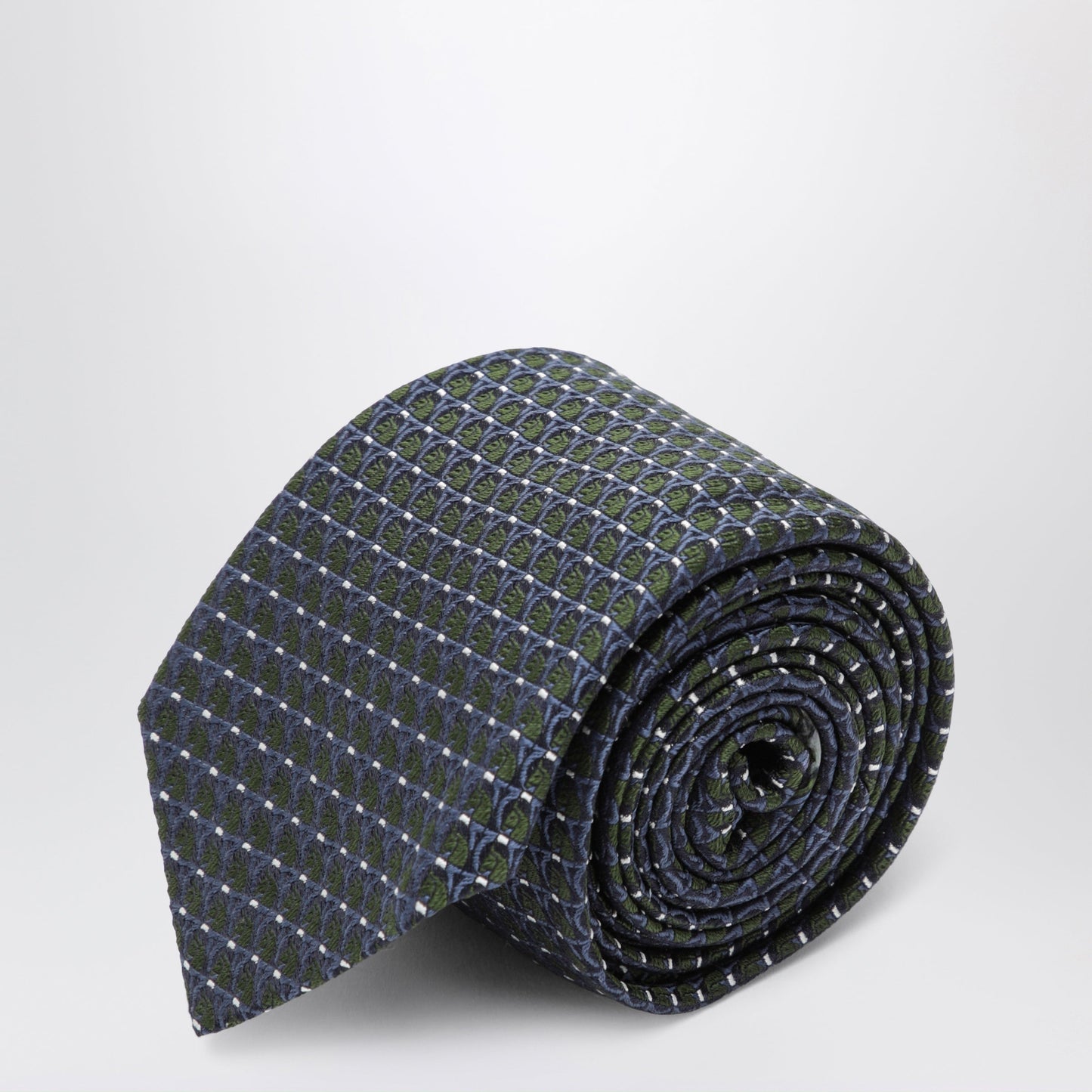 Ferragamo Dark Green Printed Silk Tie Men FERRAGAMO