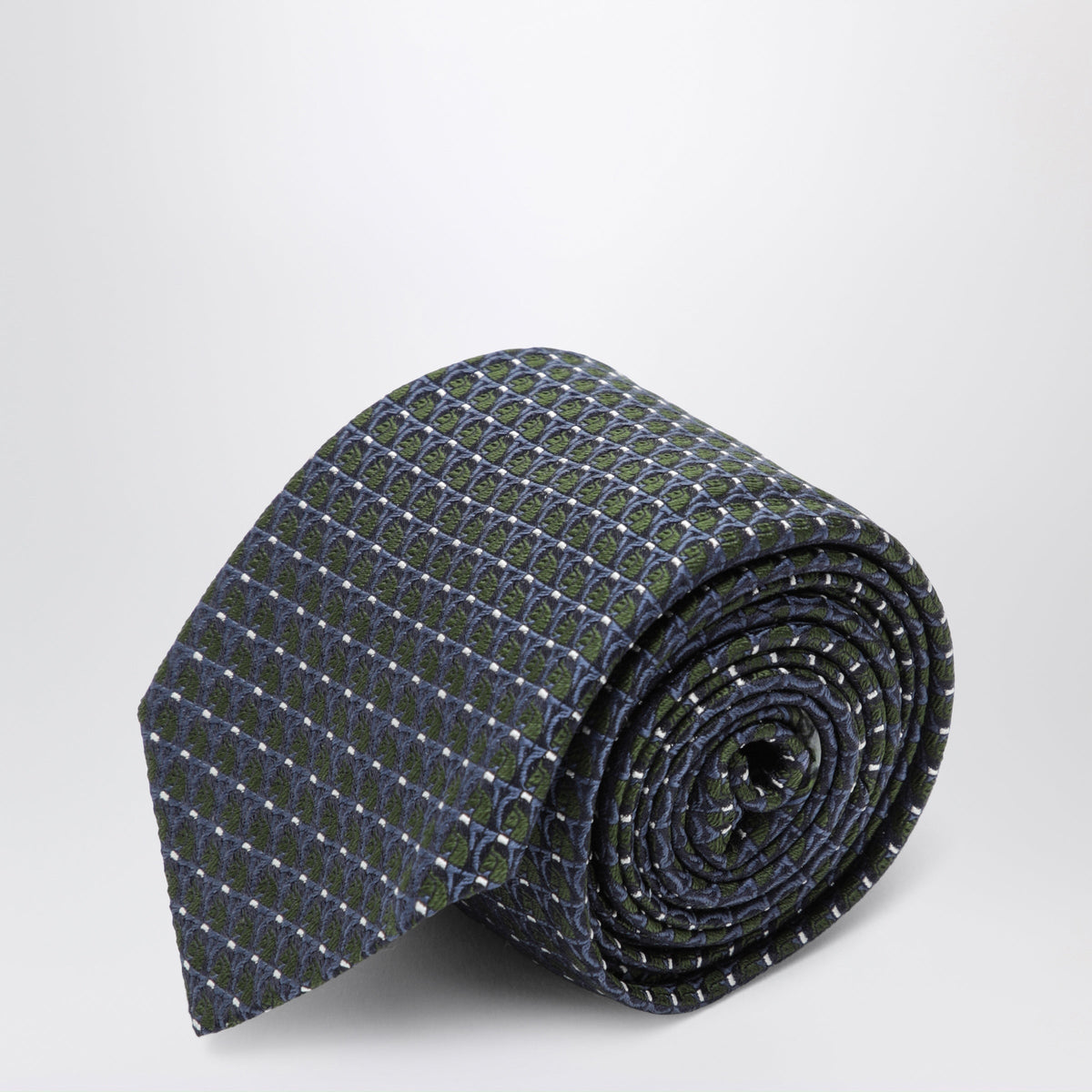Ferragamo Dark Green Printed Silk Tie Men FERRAGAMO