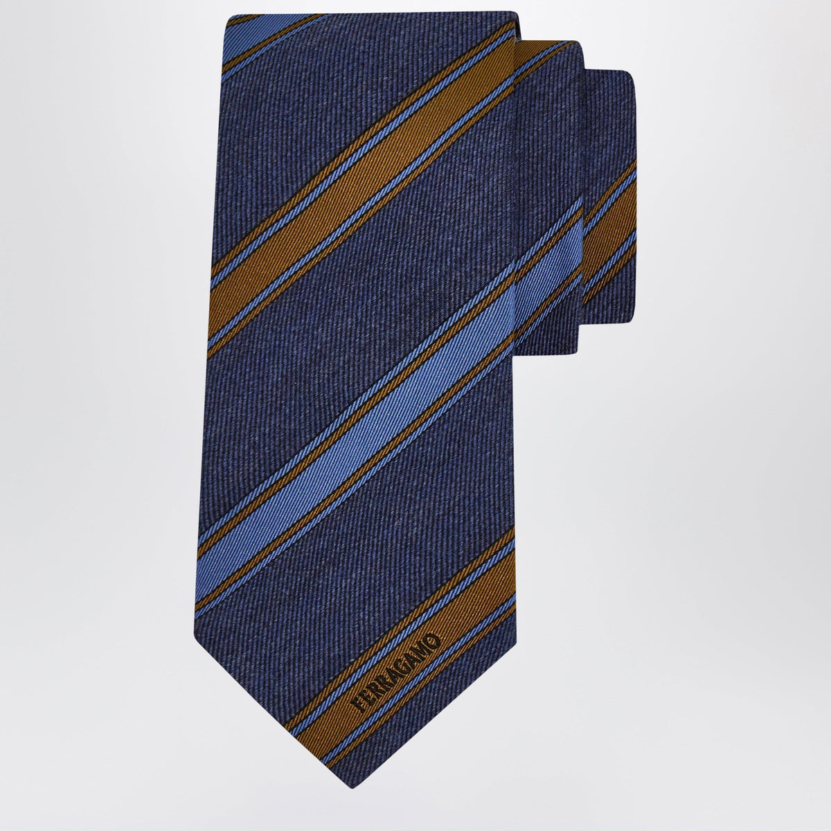 Ferragamo Medium Blue Regimental Jacquard Tie Men FERRAGAMO