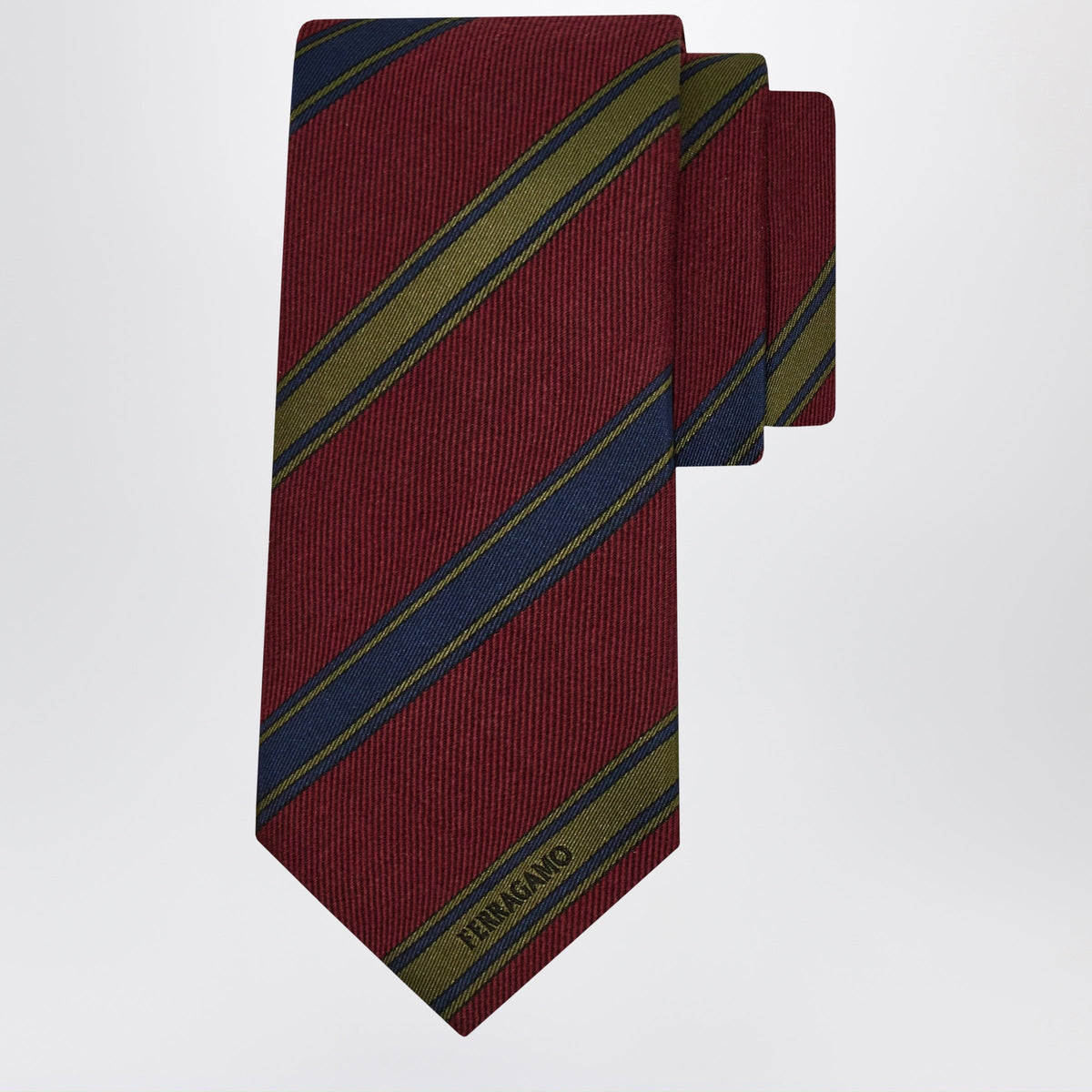 Ferragamo Bordeaux/Red Regimental Jacquard Tie Men FERRAGAMO