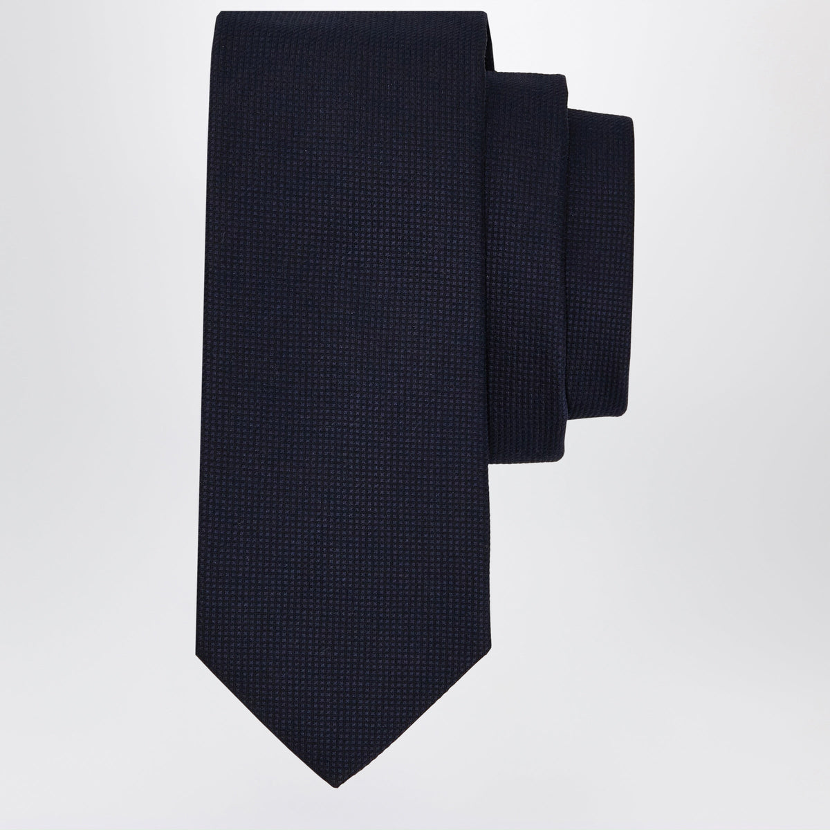 Ferragamo Navy Blue Silk And Cotton Pique Tie Men FERRAGAMO