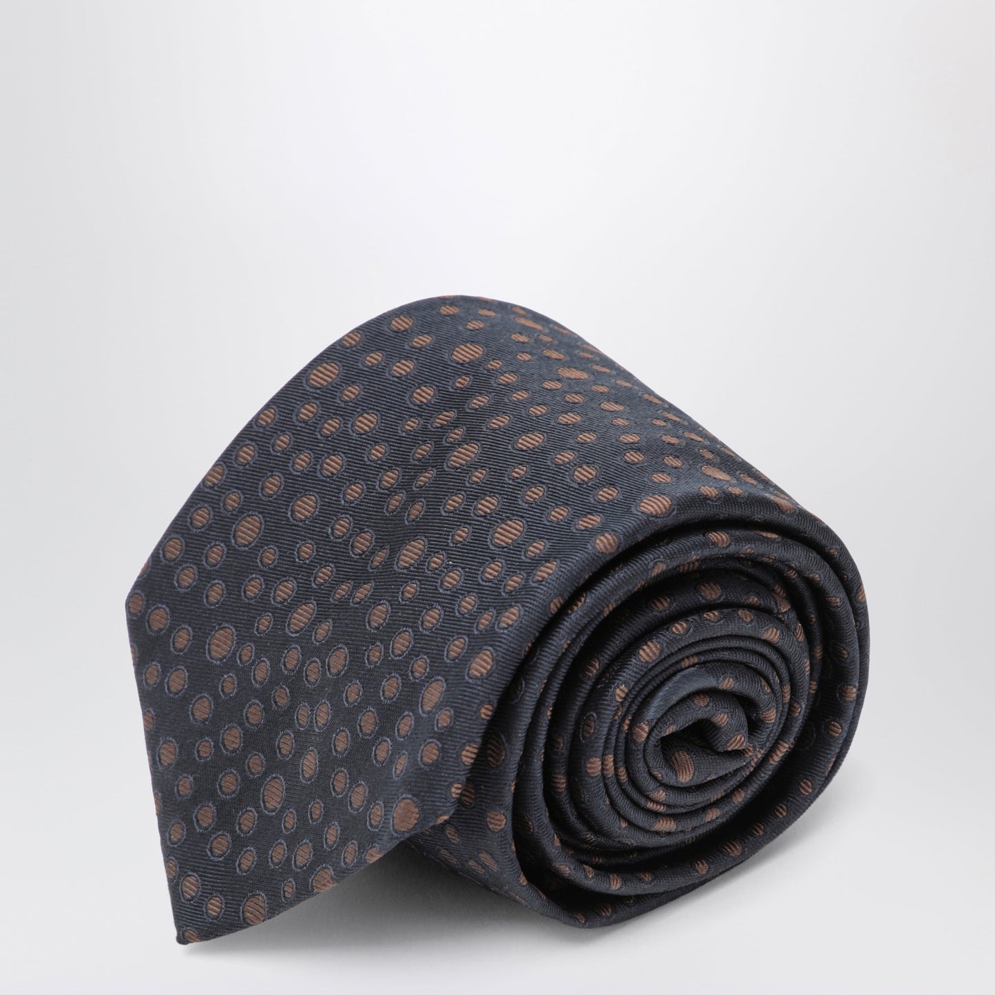 Ferragamo Marine/Brown Polka-Dot Silk Tie Men FERRAGAMO