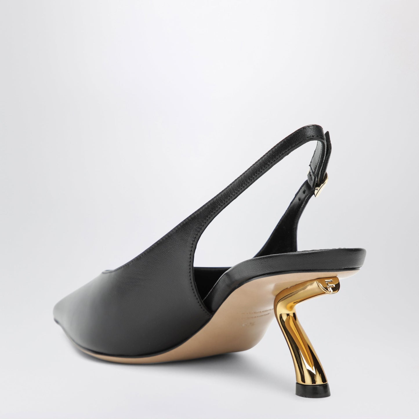 Ferragamo Black Slingback With Sculptural S Heel Women FERRAGAMO