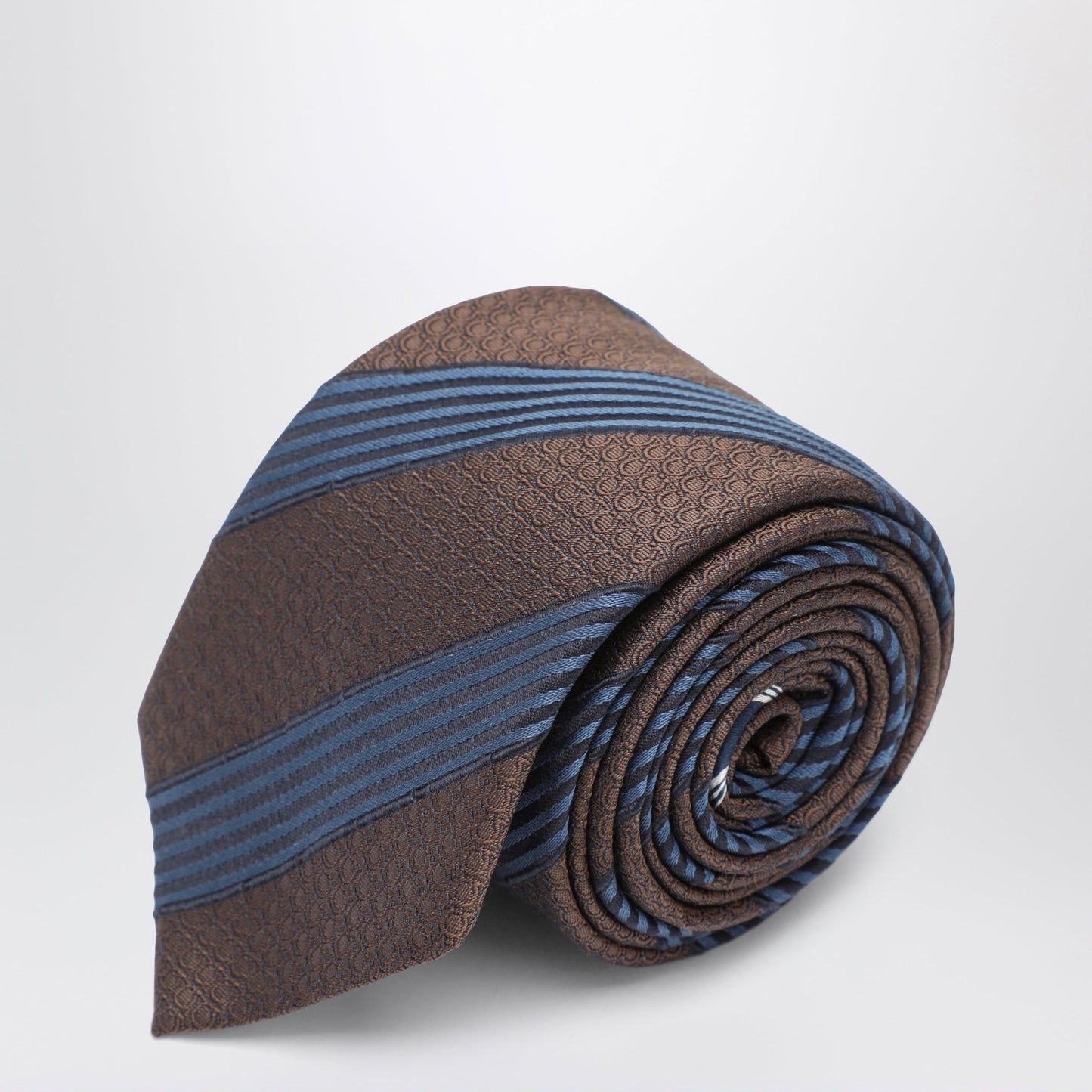 Ferragamo Silk Tie With Gancini Print And Diagonal Stripes Men FERRAGAMO