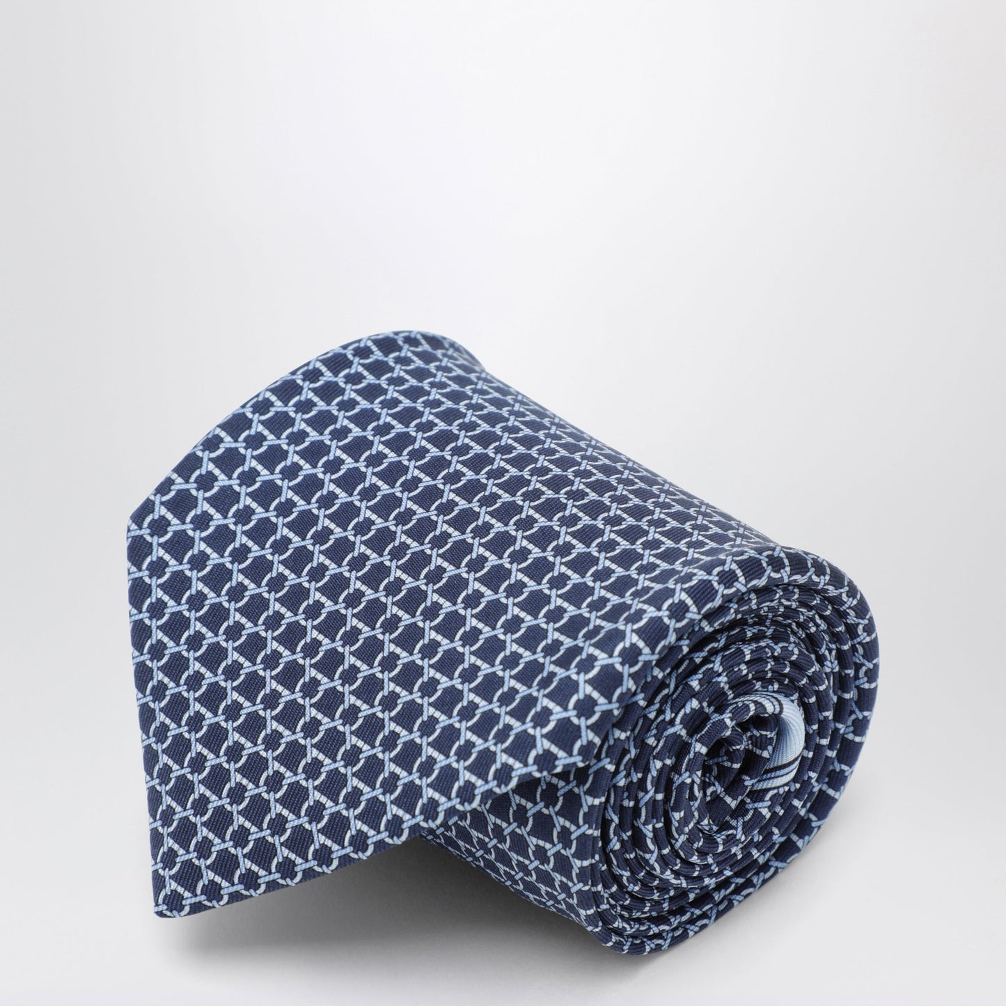 Ferragamo Blue Gancini Silk Jacquard Tie Men FERRAGAMO