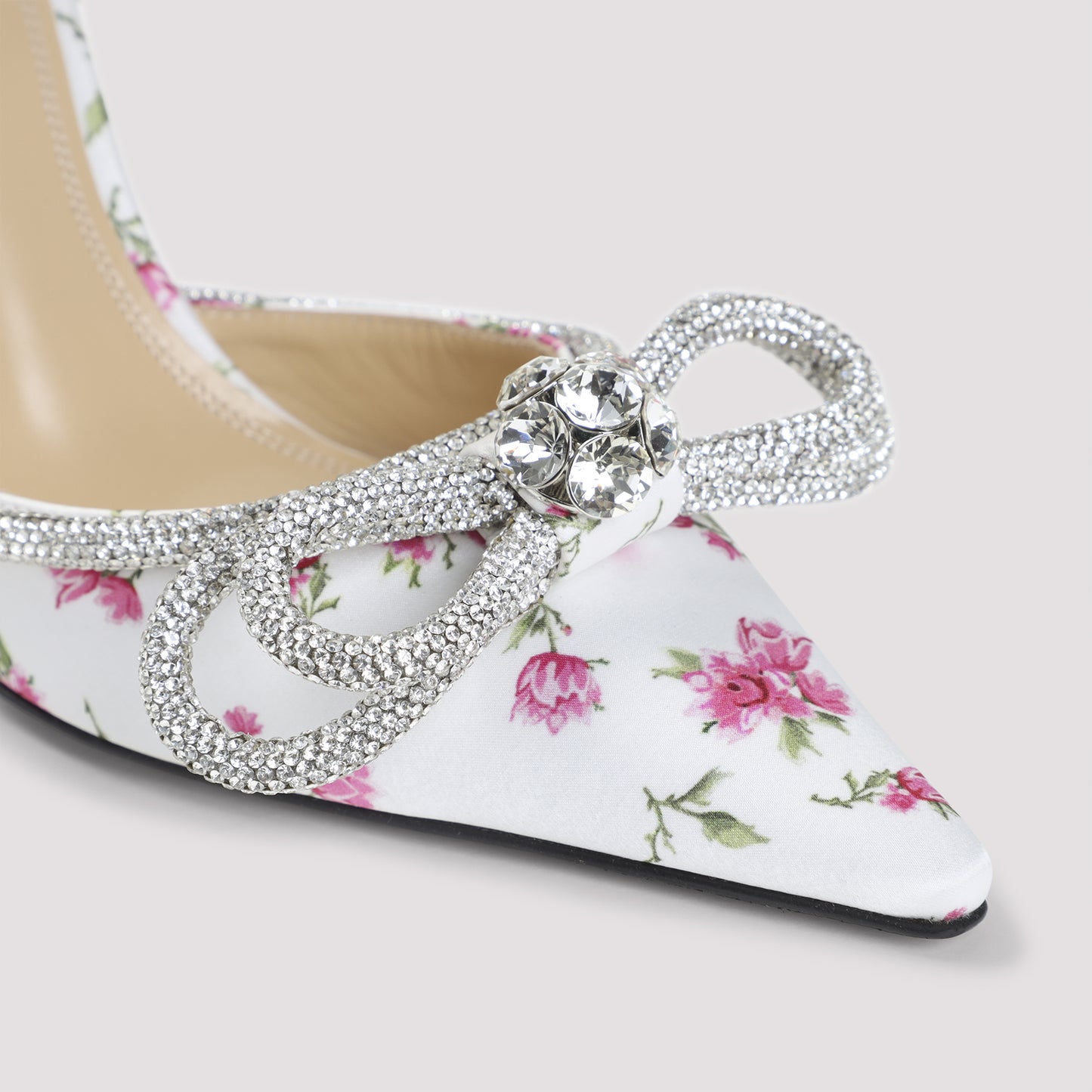 Mach & Mach Double Bow Cheri Floral Satin High Heels Sandals Women MACH & MACH