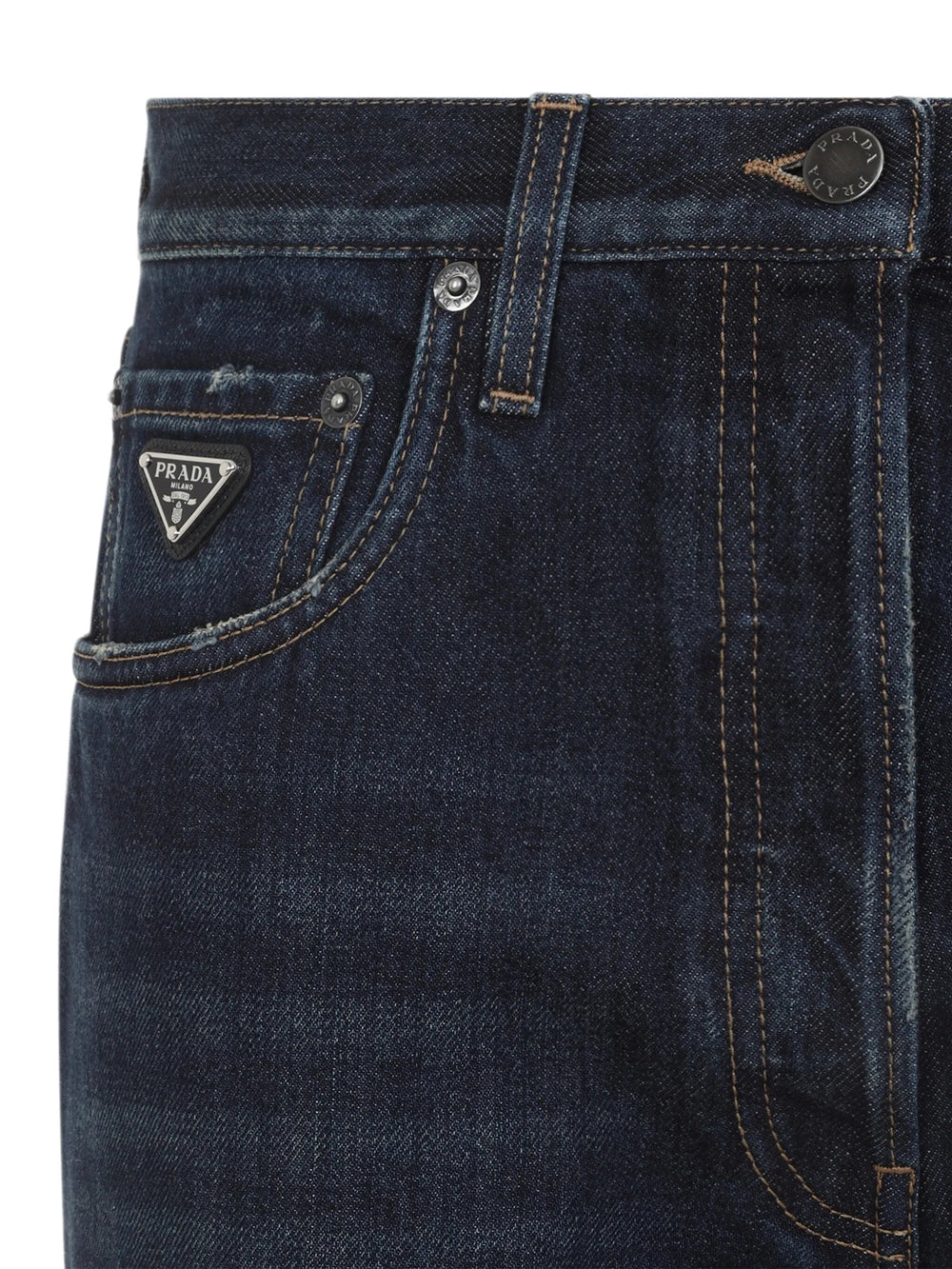Prada Women Washed Denim Wide-Leg Jeans PRADA