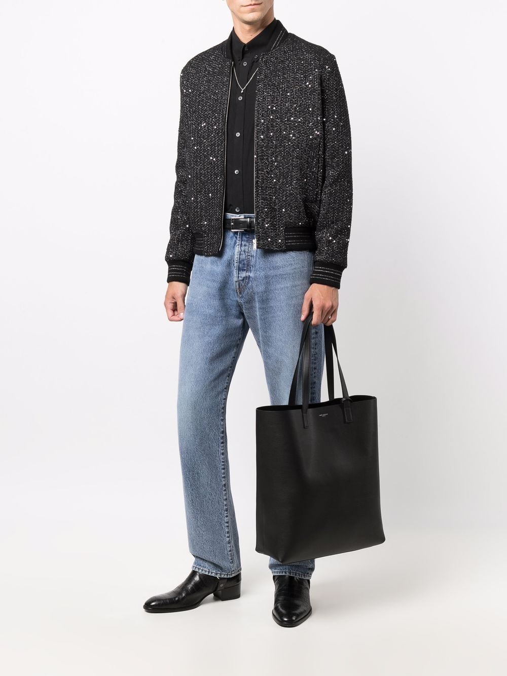 Saint Laurent Men Bold Leather Tote Bag SAINT LAURENT