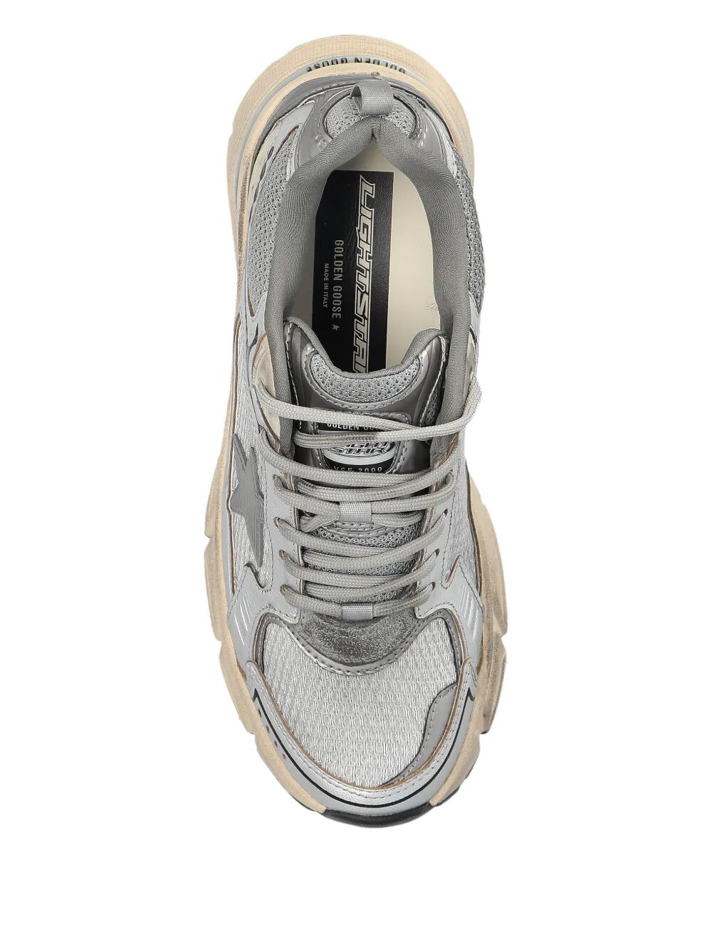 Golden Goose Women Lightstar Laminated Leather And Mesh Sneakers GOLDEN GOOSE