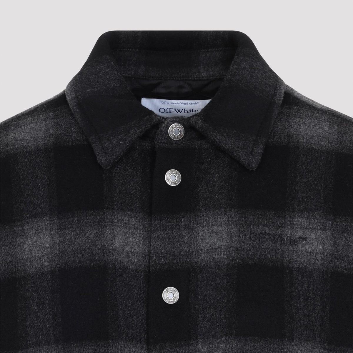 Off-White Flannel Wool Overshirt Padded Coat Men OFF-WHITE