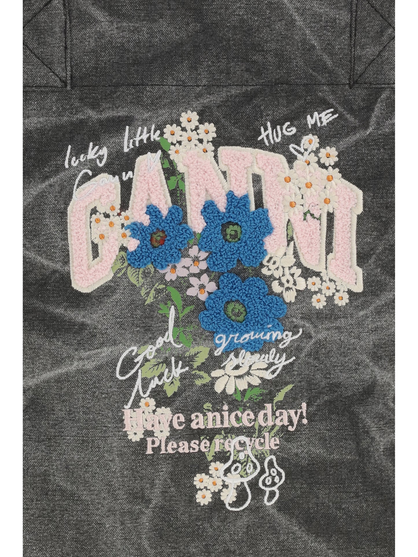 Ganni Women Medium Trapeze Flower-Print Shopping Bag GANNI