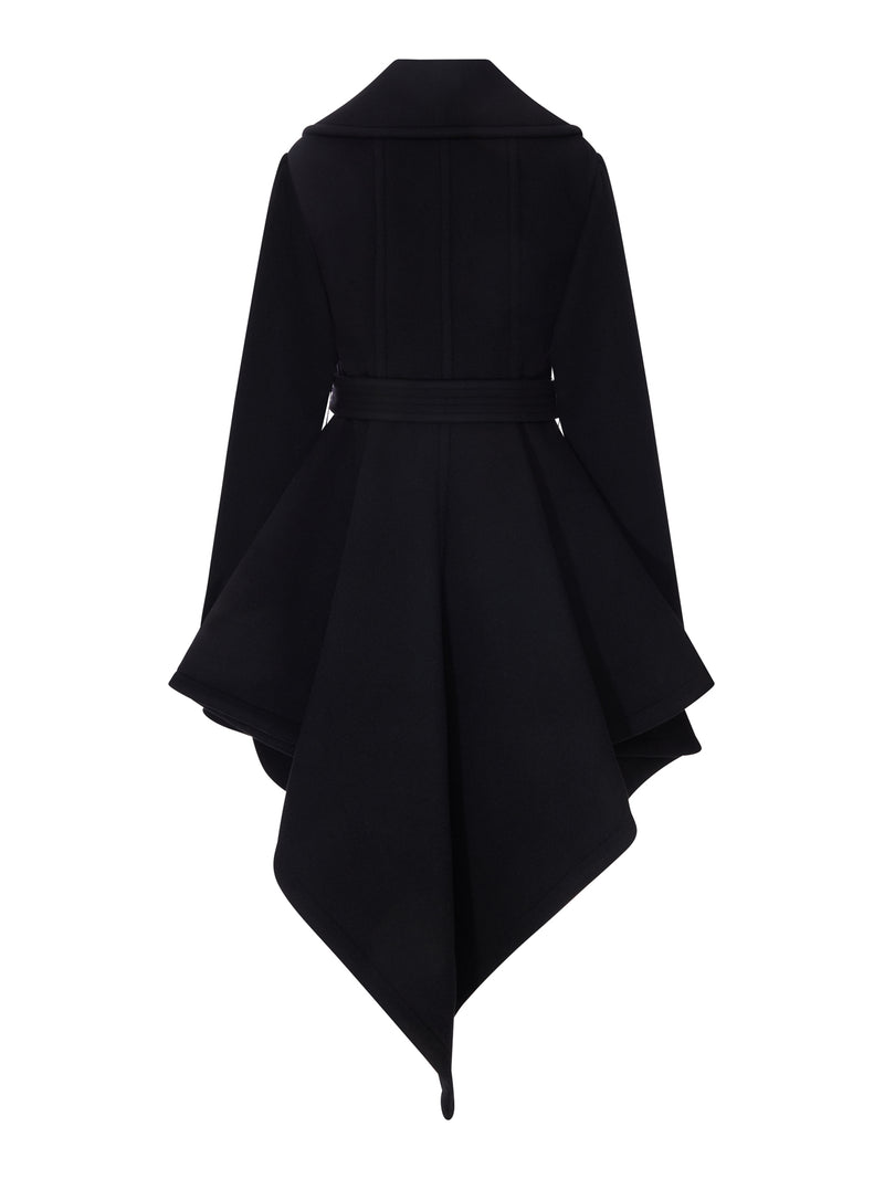 Alaia Women Black Asymmetric Coat With Belt ALAIA