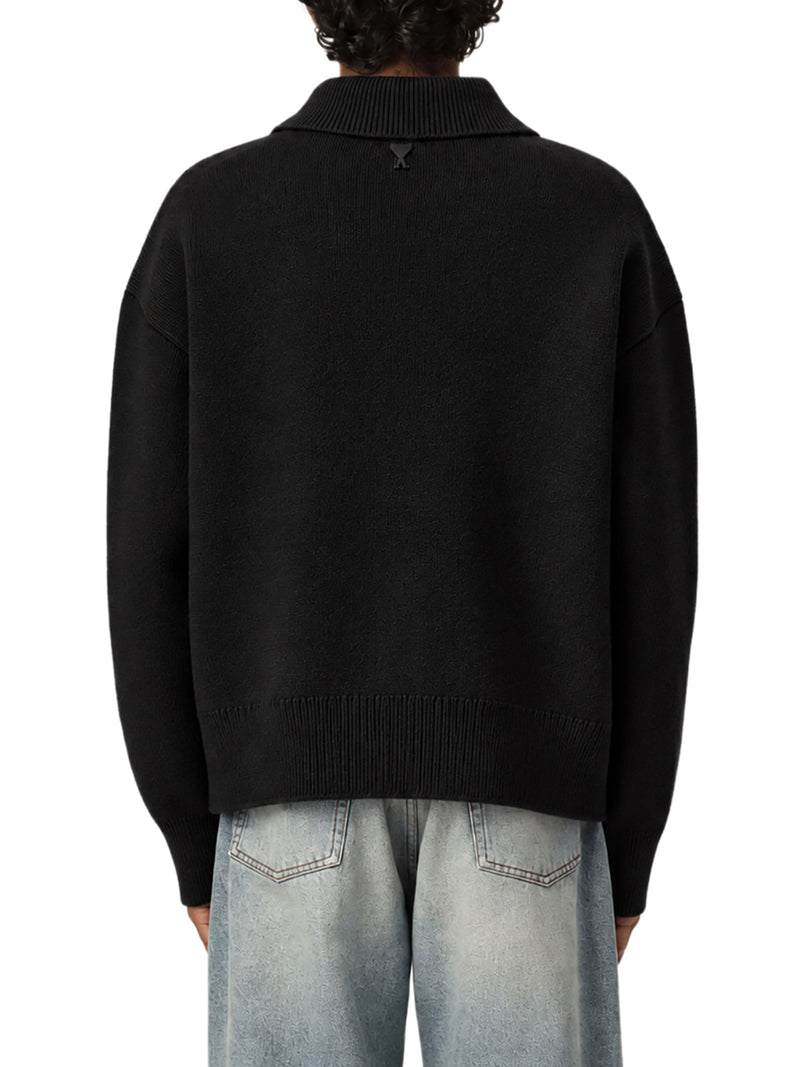Ami Paris Men Wool Cardigan With Shirt Collar AMI PARIS