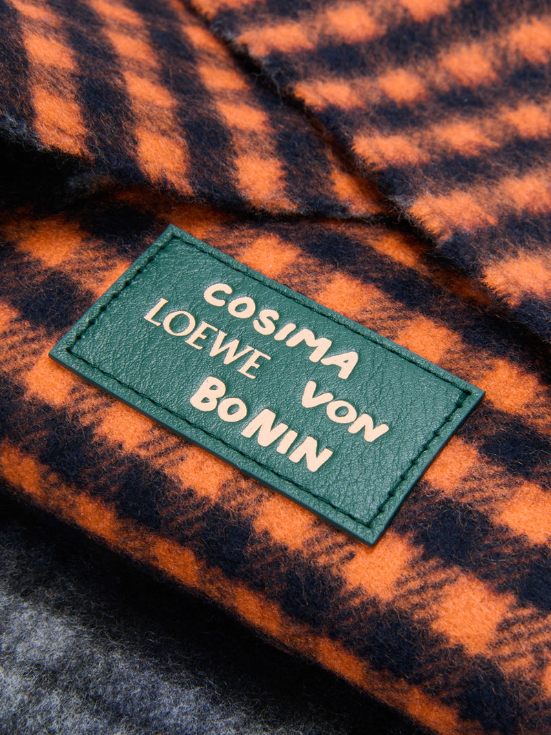 Loewe Women Jacquard Wool And Cashmere Blend Scarf With Checked Pattern LOEWE