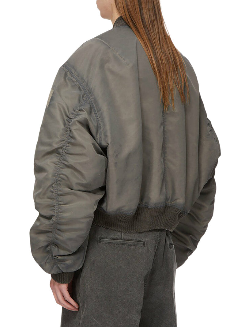 Rick Owens Men Grey Nylon Cropped Bomber Jacket RICK OWENS