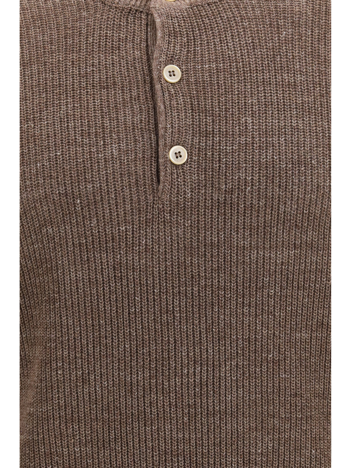 Brunello Cucinelli Men Cotton And Linen Henley Sweater BRUNELLO CUCINELLI